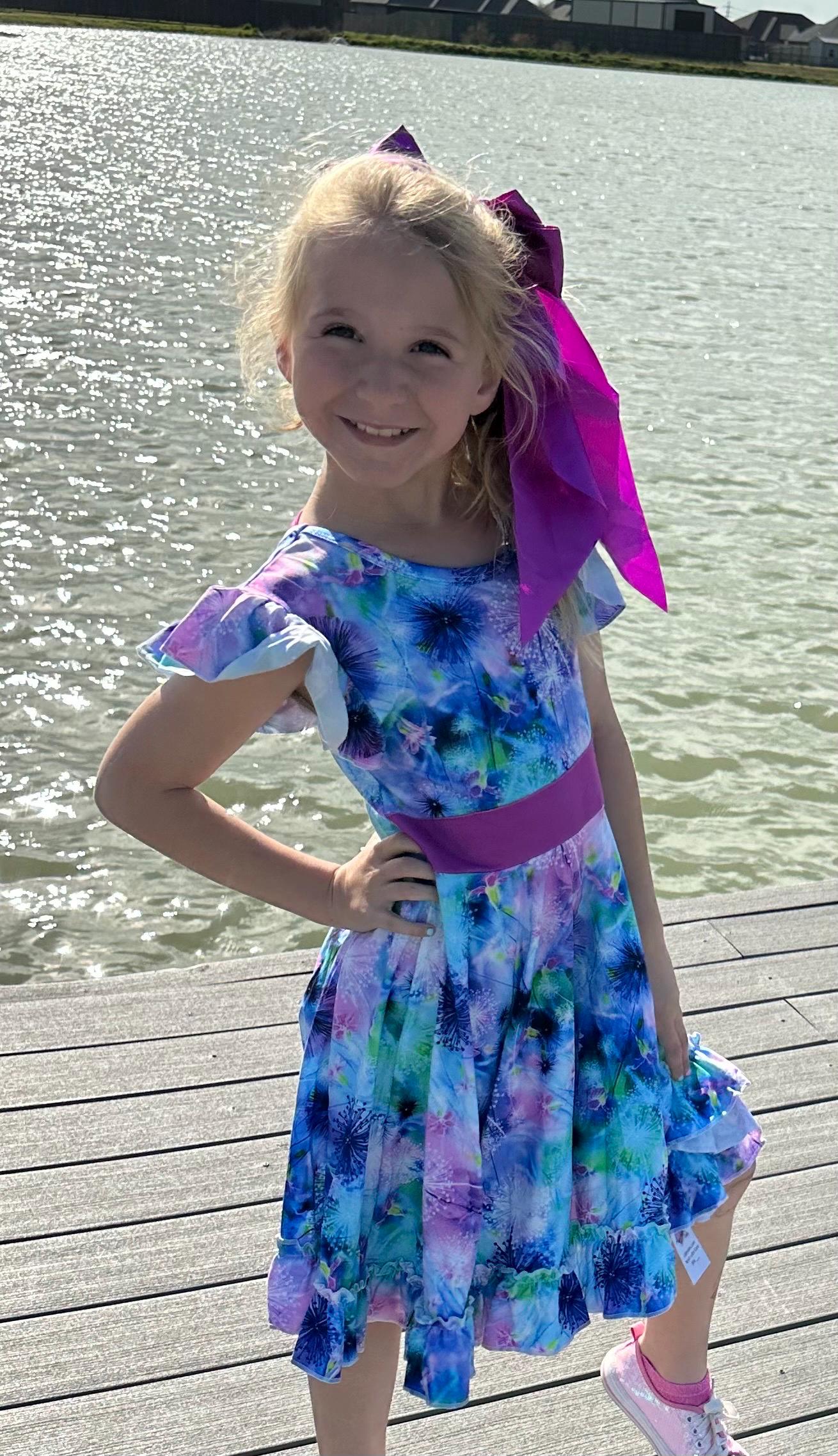 Wishing Flower Bow Back Twirl Dress