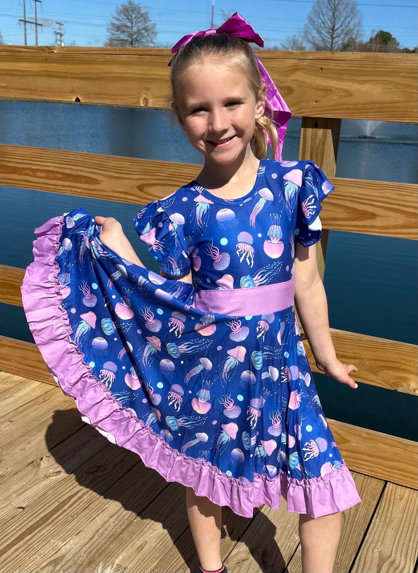 Jellyfish Bow Back Twirl Dress