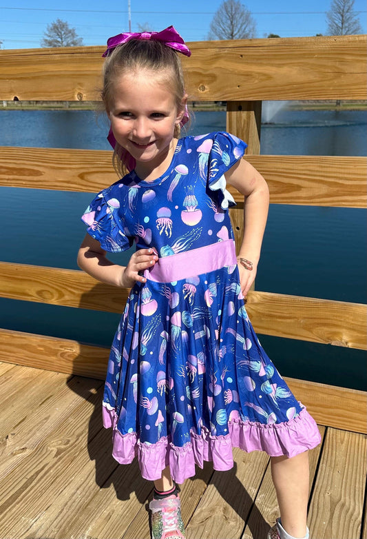 Jellyfish Bow Back Twirl Dress