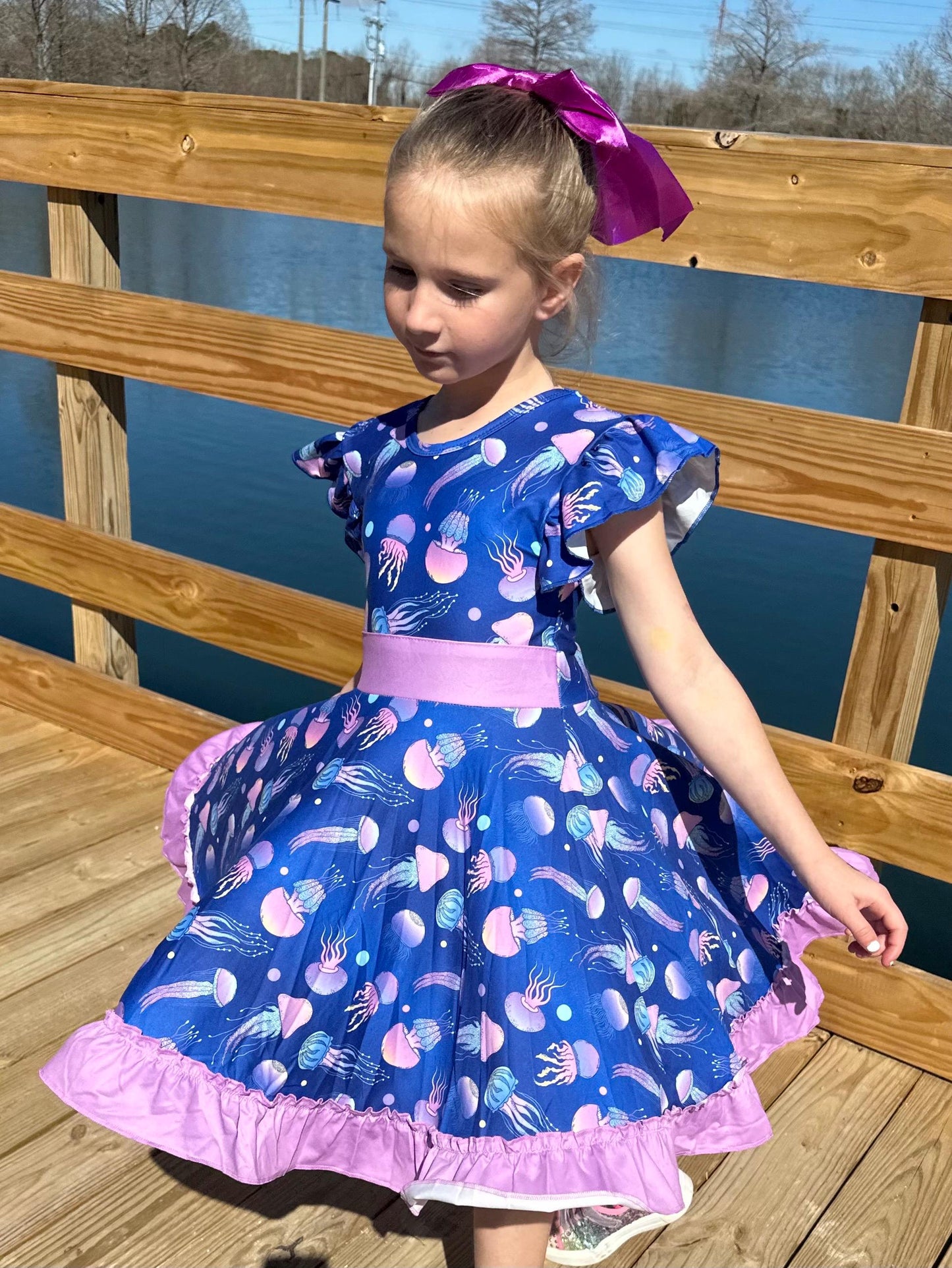 Jellyfish Bow Back Twirl Dress