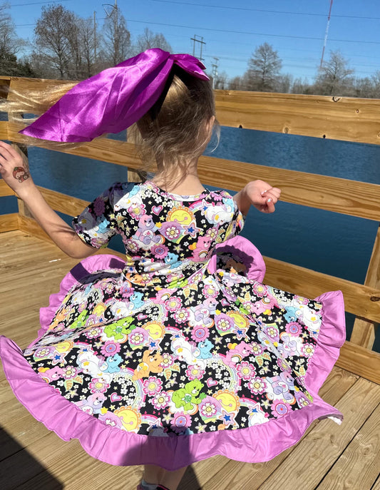 Caring Bears and Flowers Twirl Dress