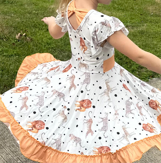 Big Cats Bow Back Twirl Dress