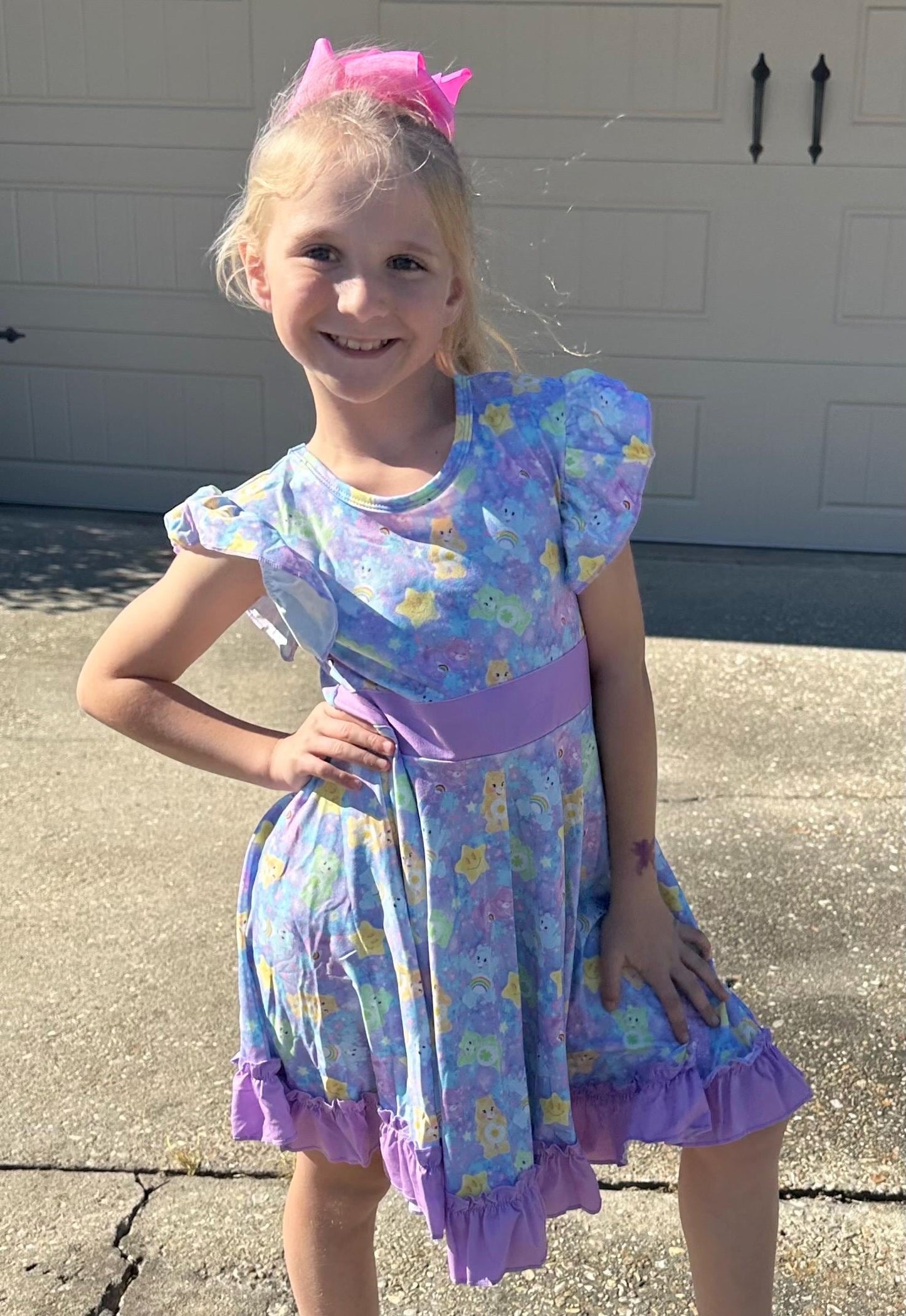 Purple Caring Bears Twirl Dress with Shorts