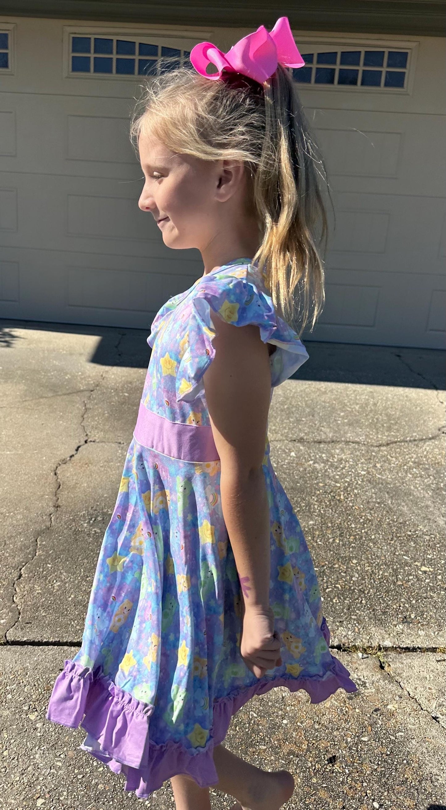Purple Caring Bears Twirl Dress with Shorts