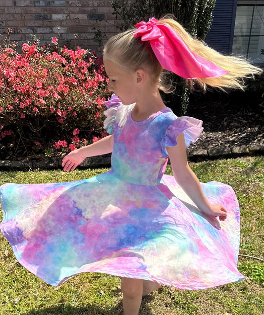 Pastel Rainbow Crossback Twirl Dress