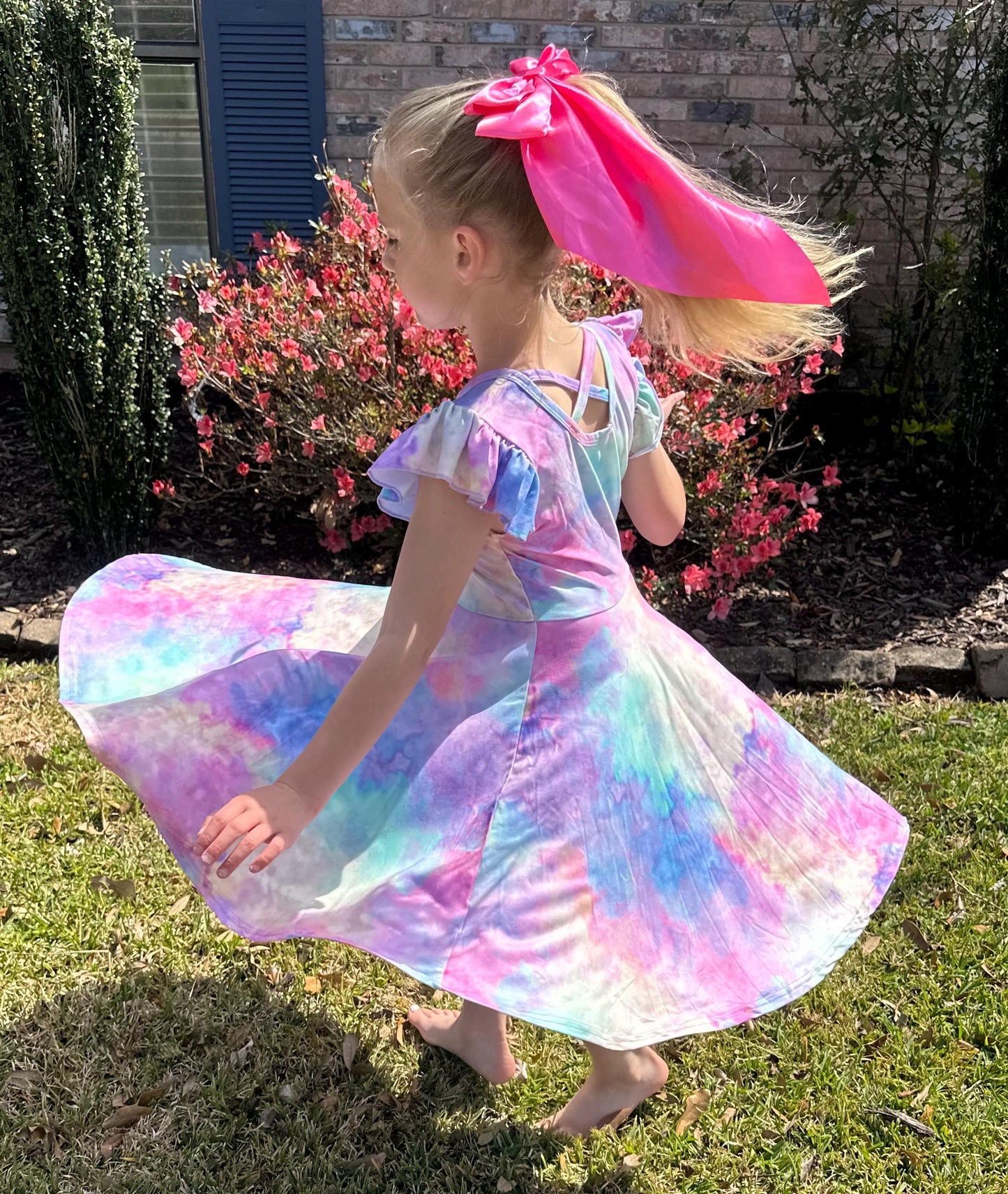 Pastel Rainbow Crossback Twirl Dress