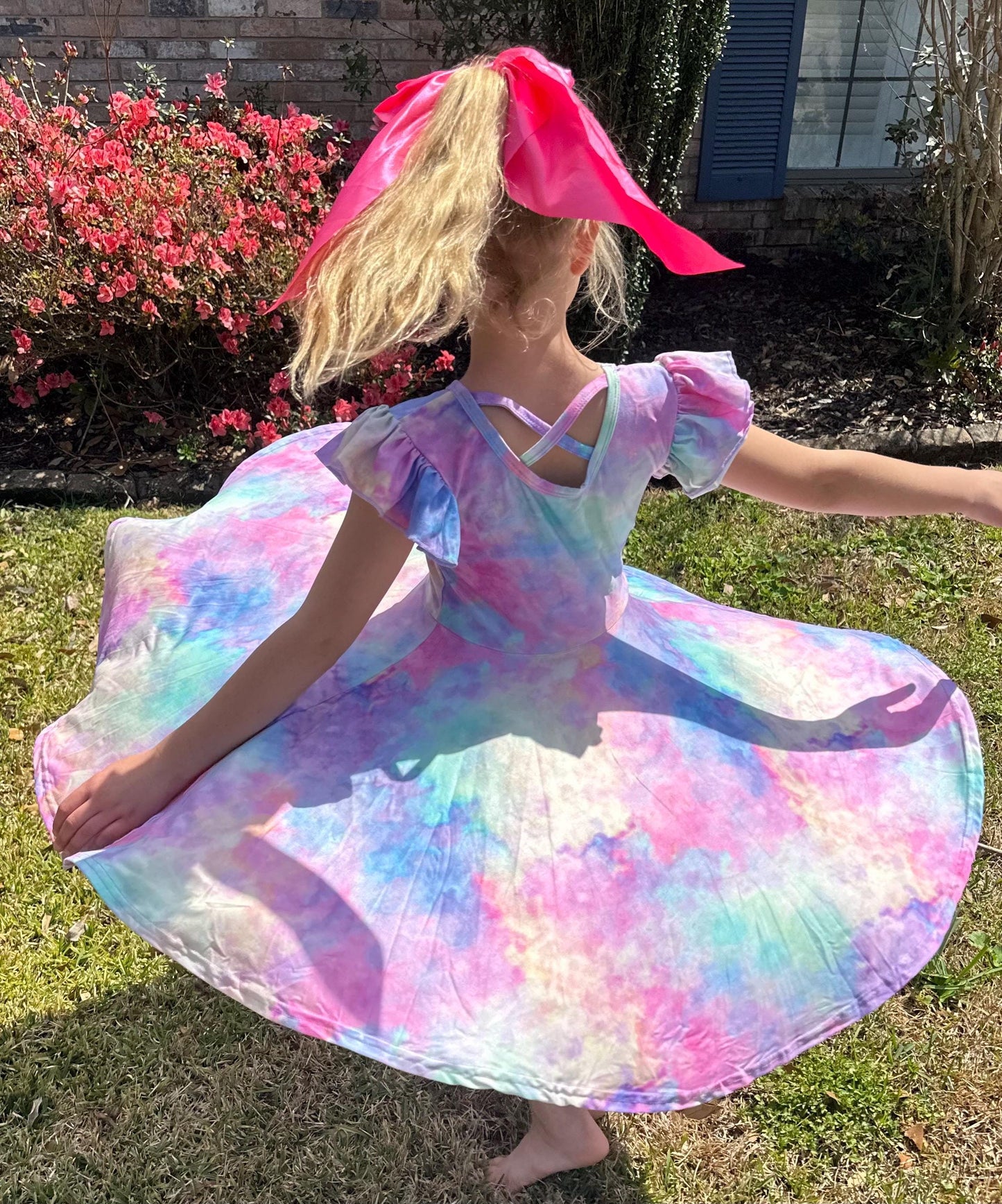 Pastel Rainbow Crossback Twirl Dress