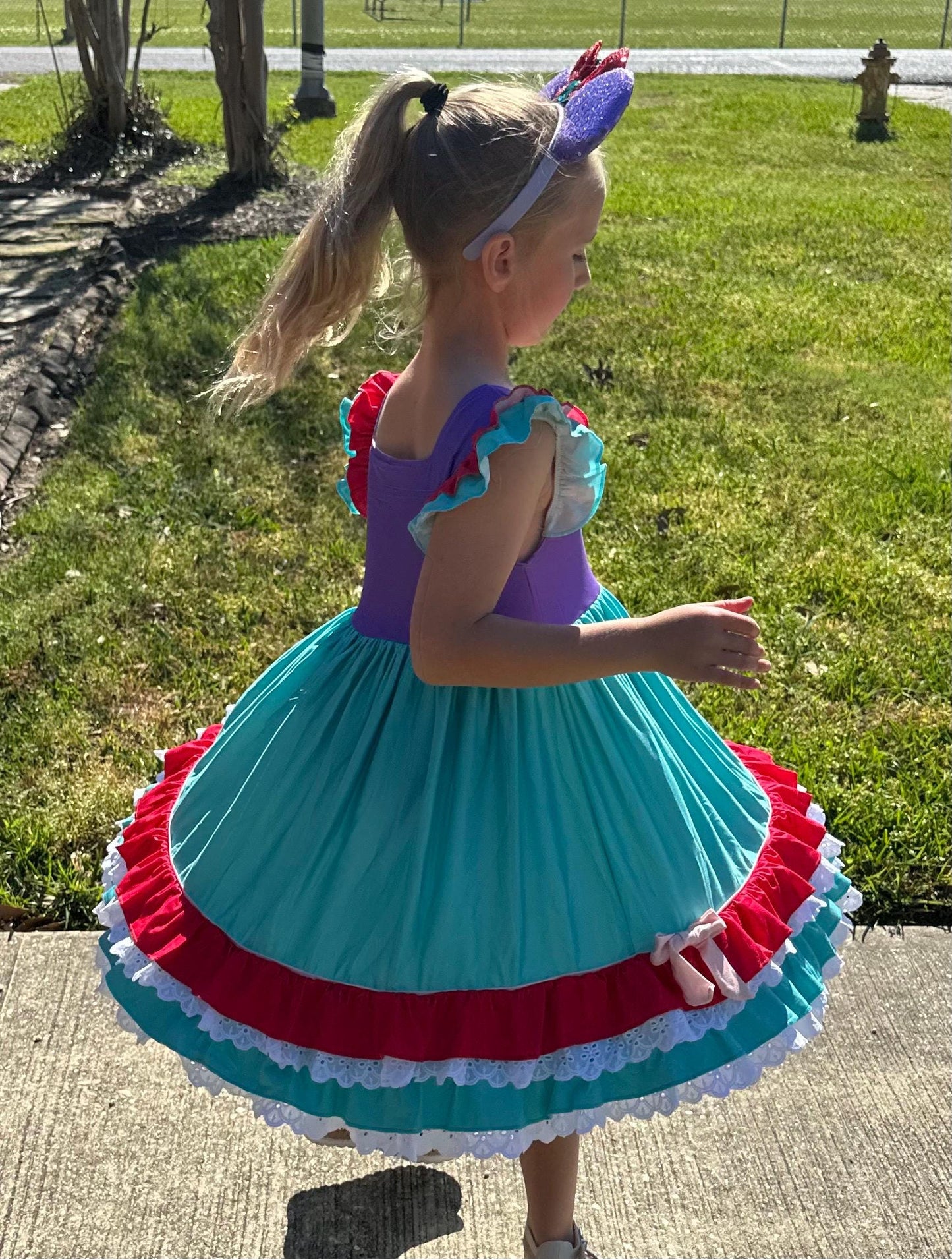 Mermaid Princess Ruffle and Lace Dress