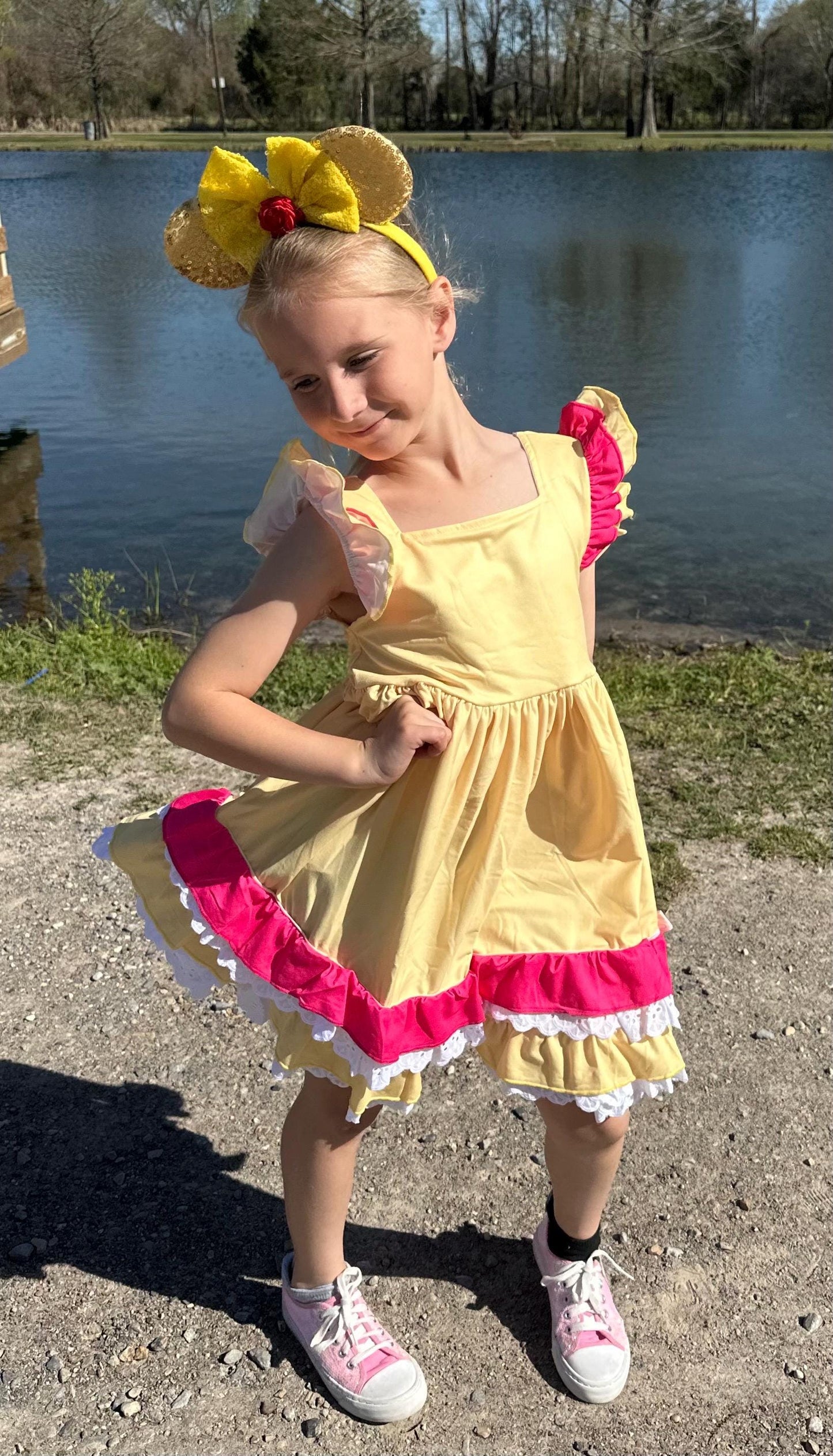 Princess Beauty Ruffle and Lace Twirl Dress