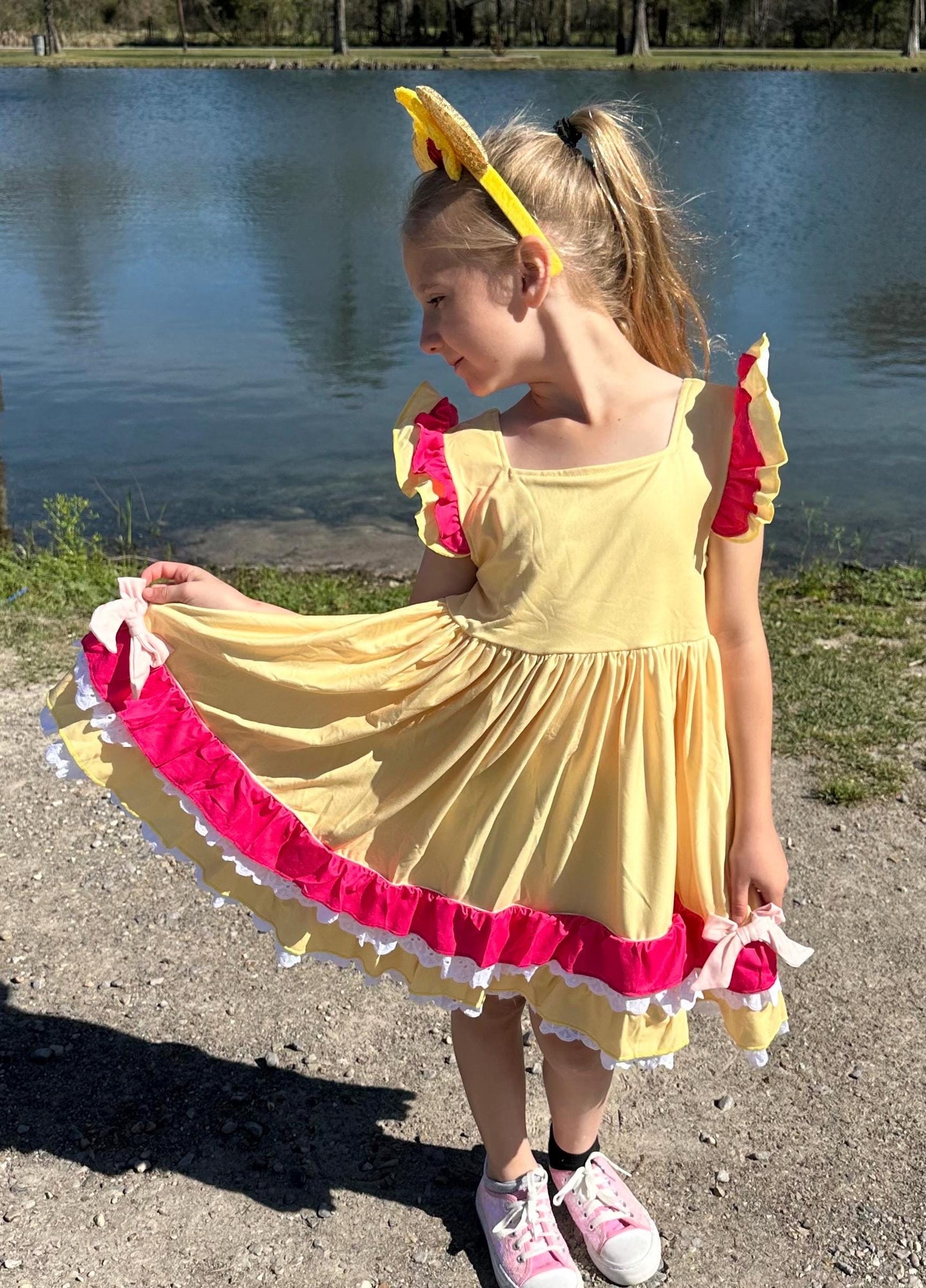 Princess Beauty Ruffle and Lace Twirl Dress