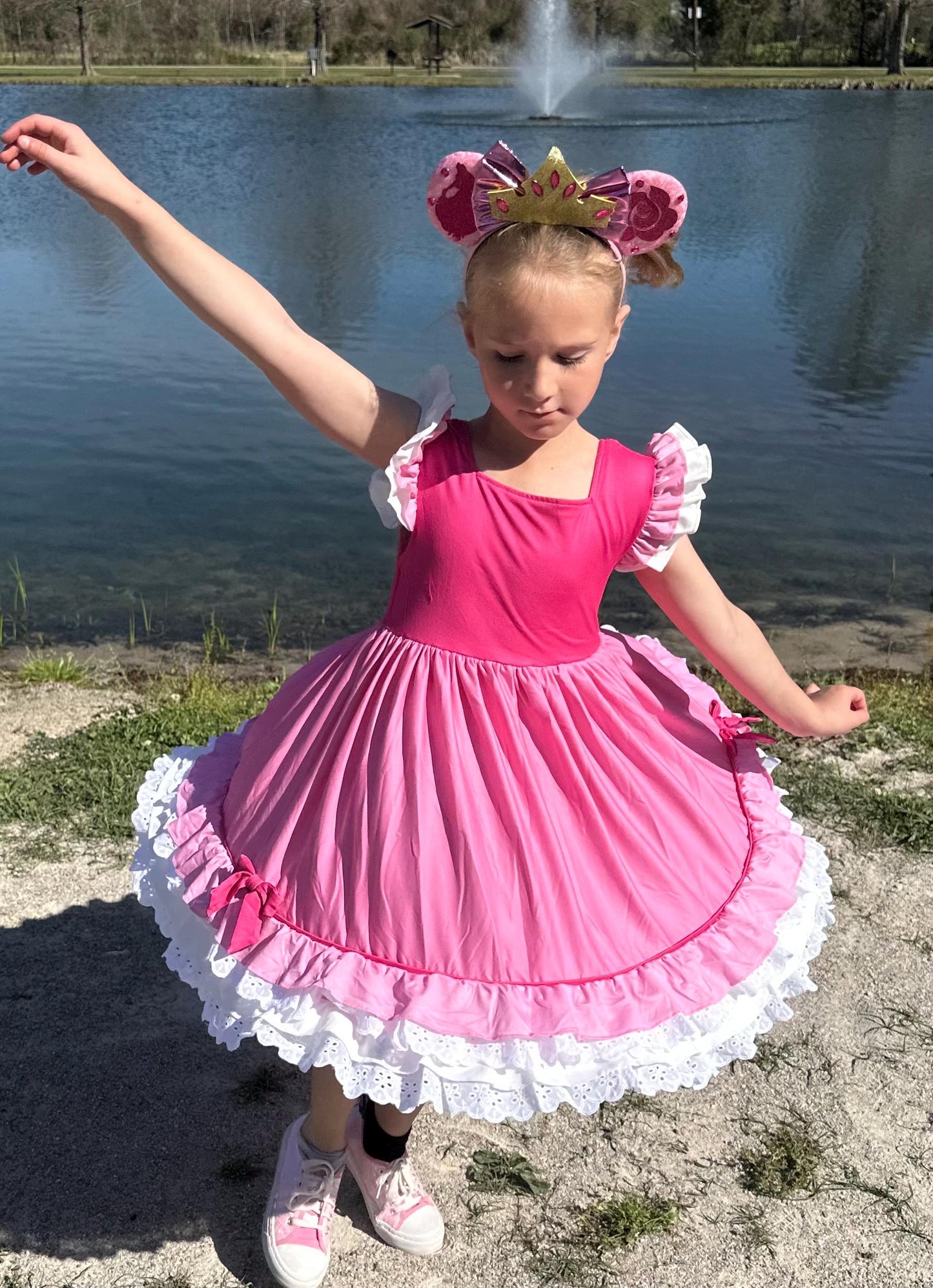 Sleepy Princess Ruffle and Lace Twirl Dress