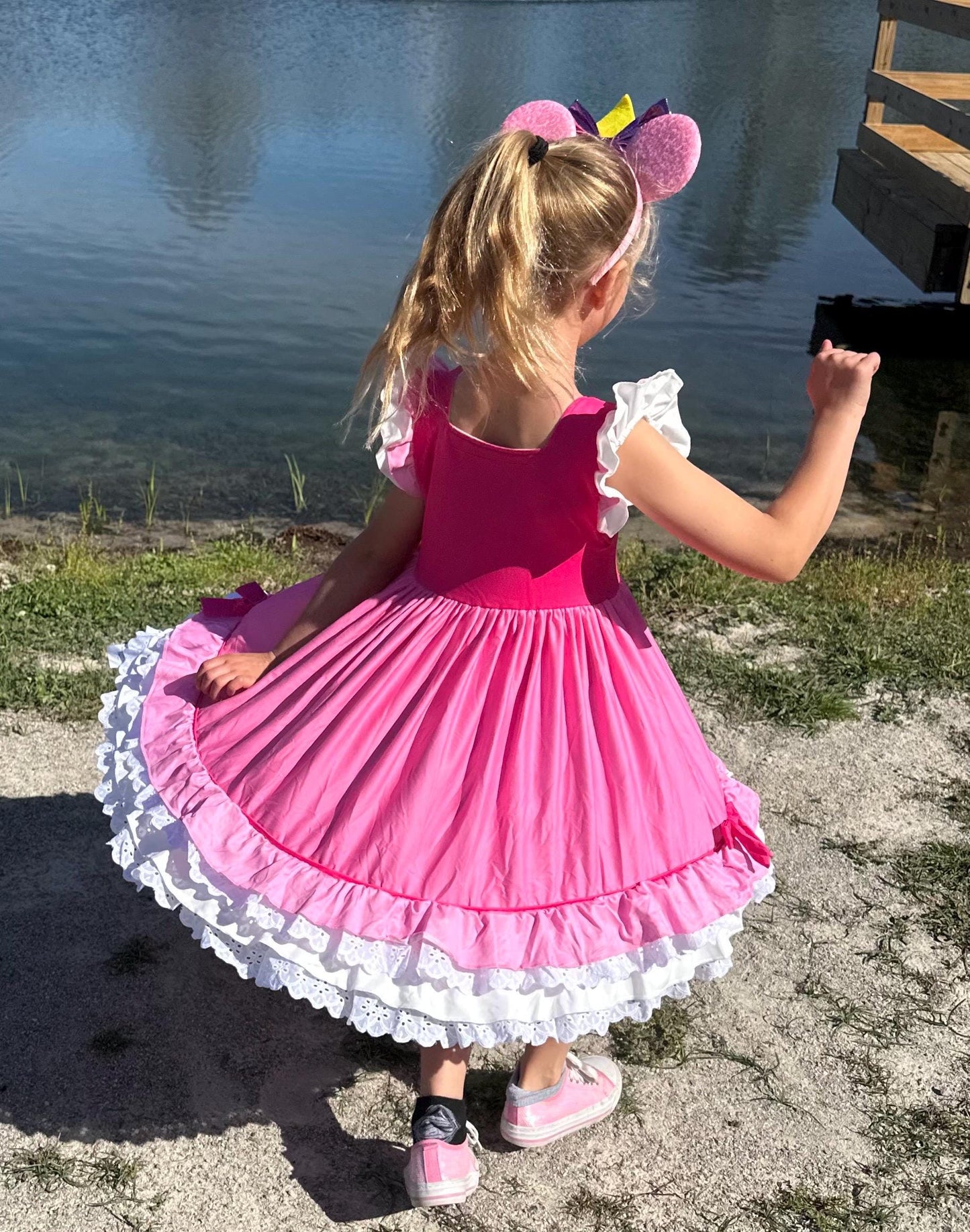 Sleepy Princess Ruffle and Lace Twirl Dress
