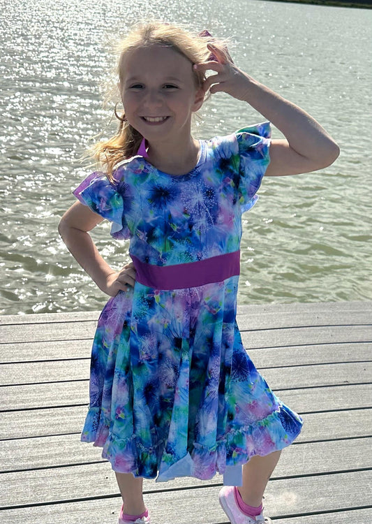 Wishing Flower Bow Back Twirl Dress