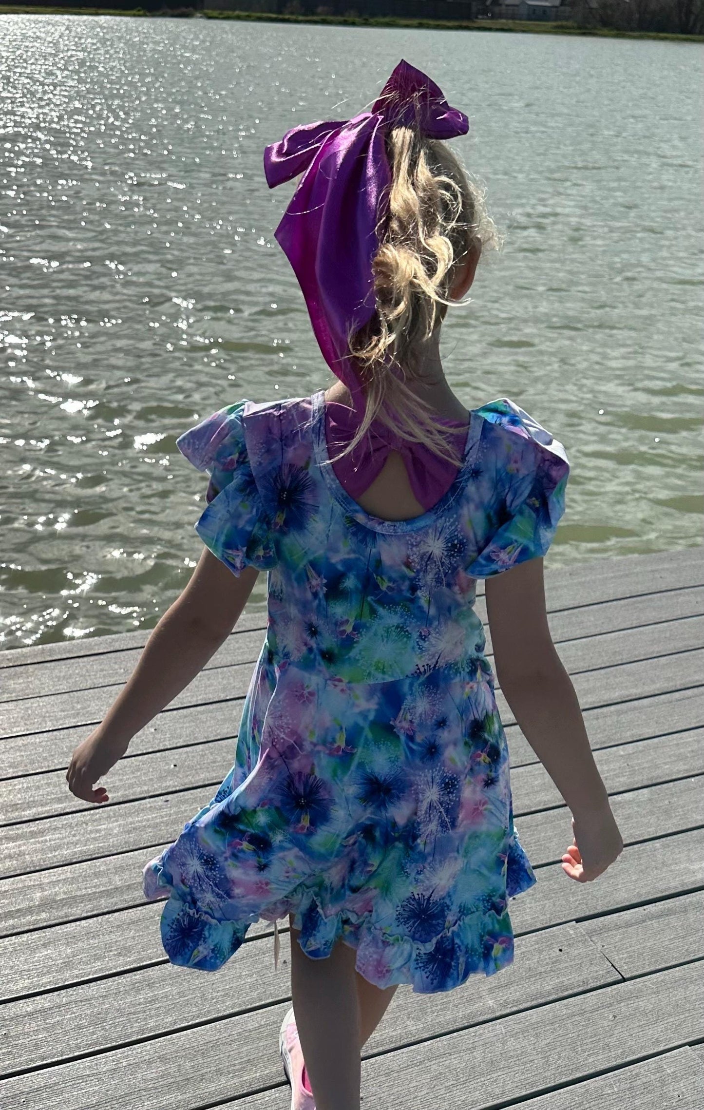 Wishing Flower Bow Back Twirl Dress