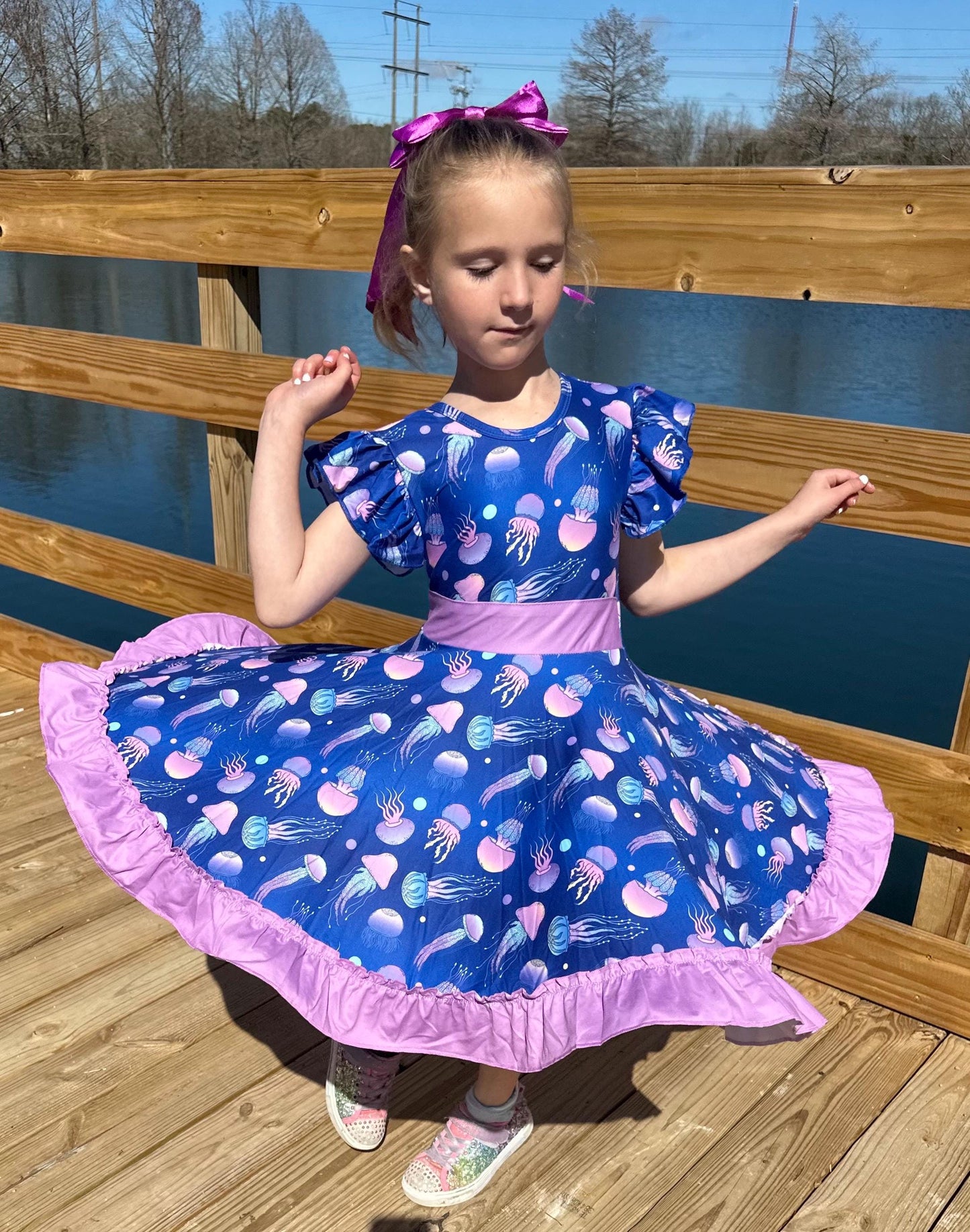 Jellyfish Bow Back Twirl Dress