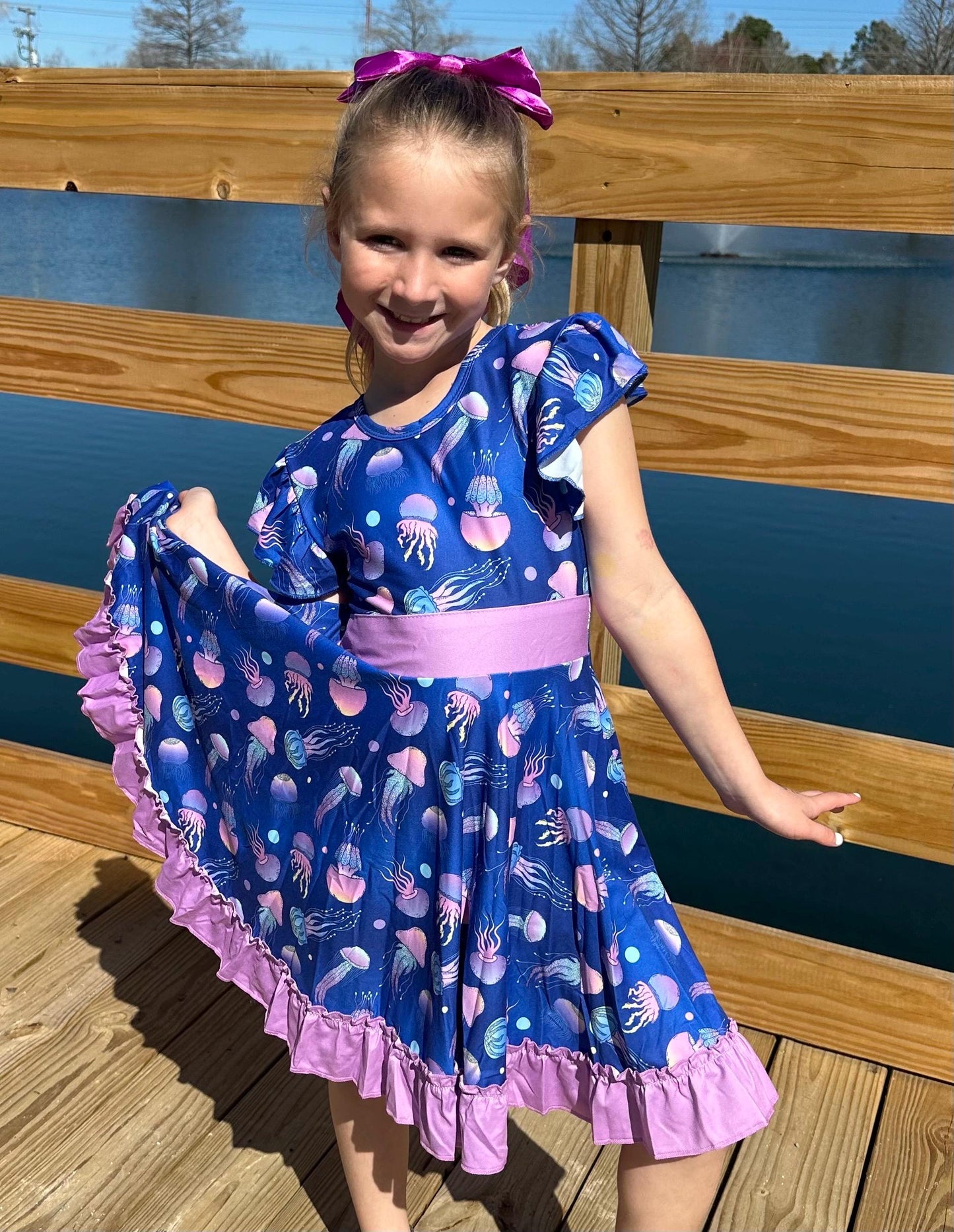 Jellyfish Bow Back Twirl Dress