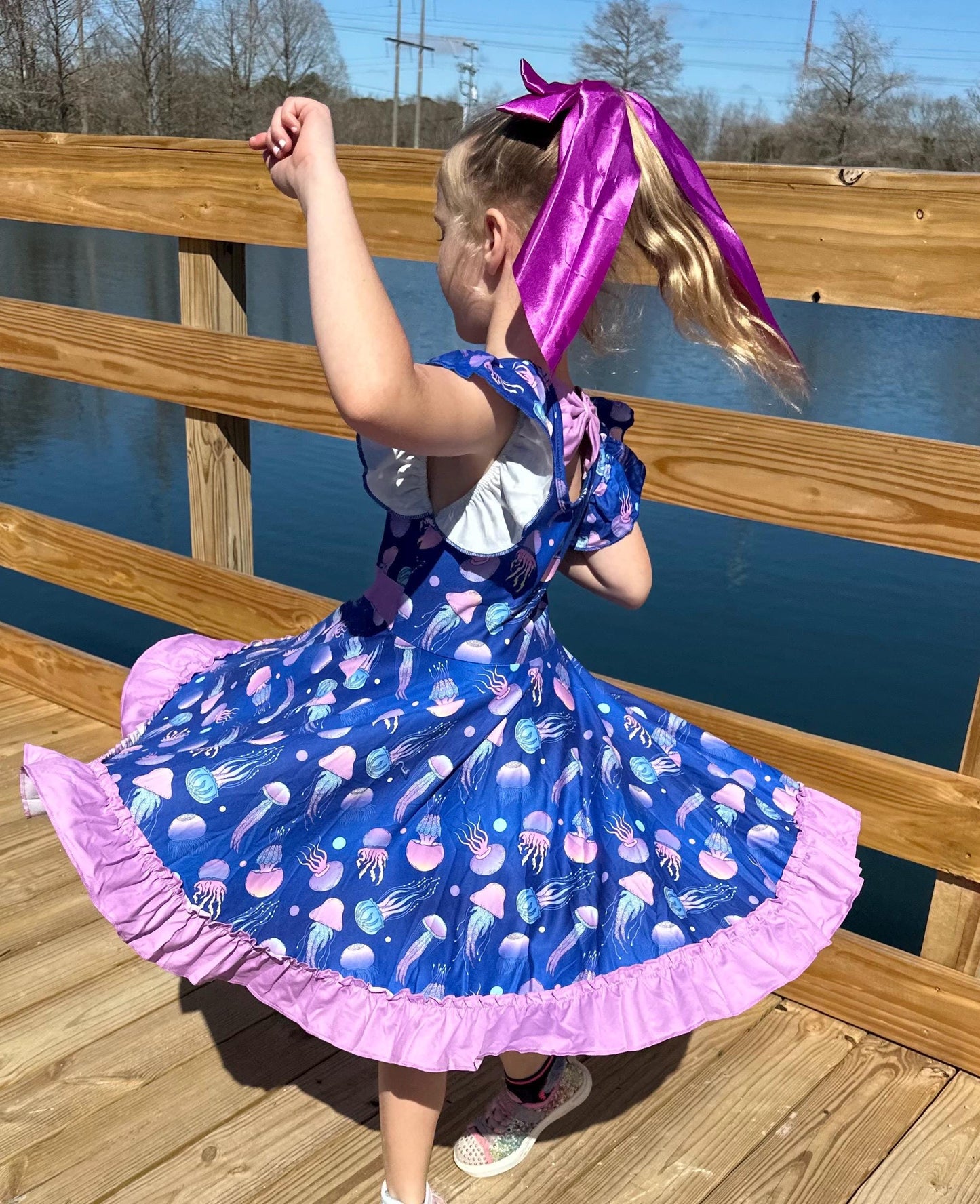 Jellyfish Bow Back Twirl Dress