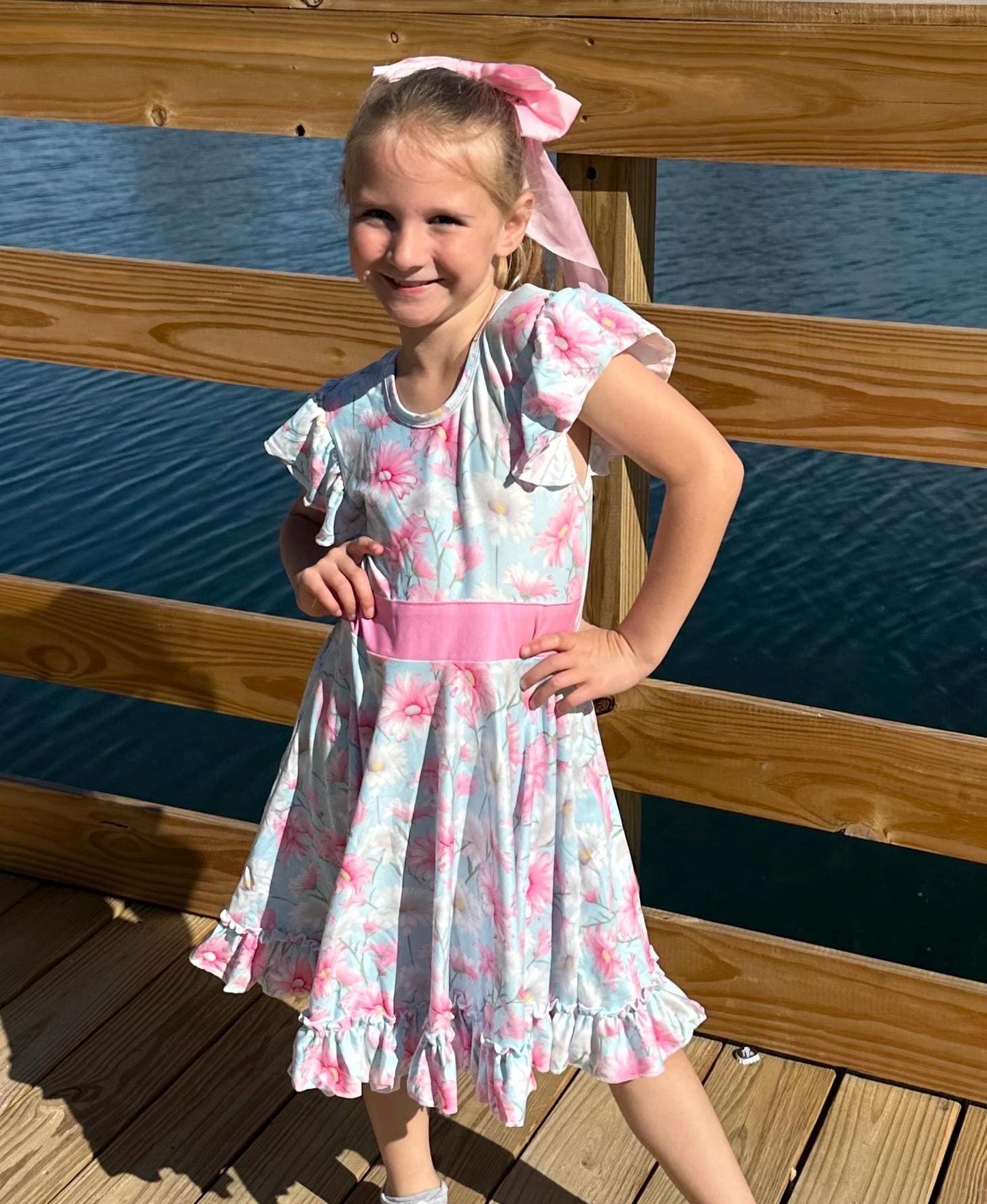 Gerber Daisy Bow Back Twirl Dress
