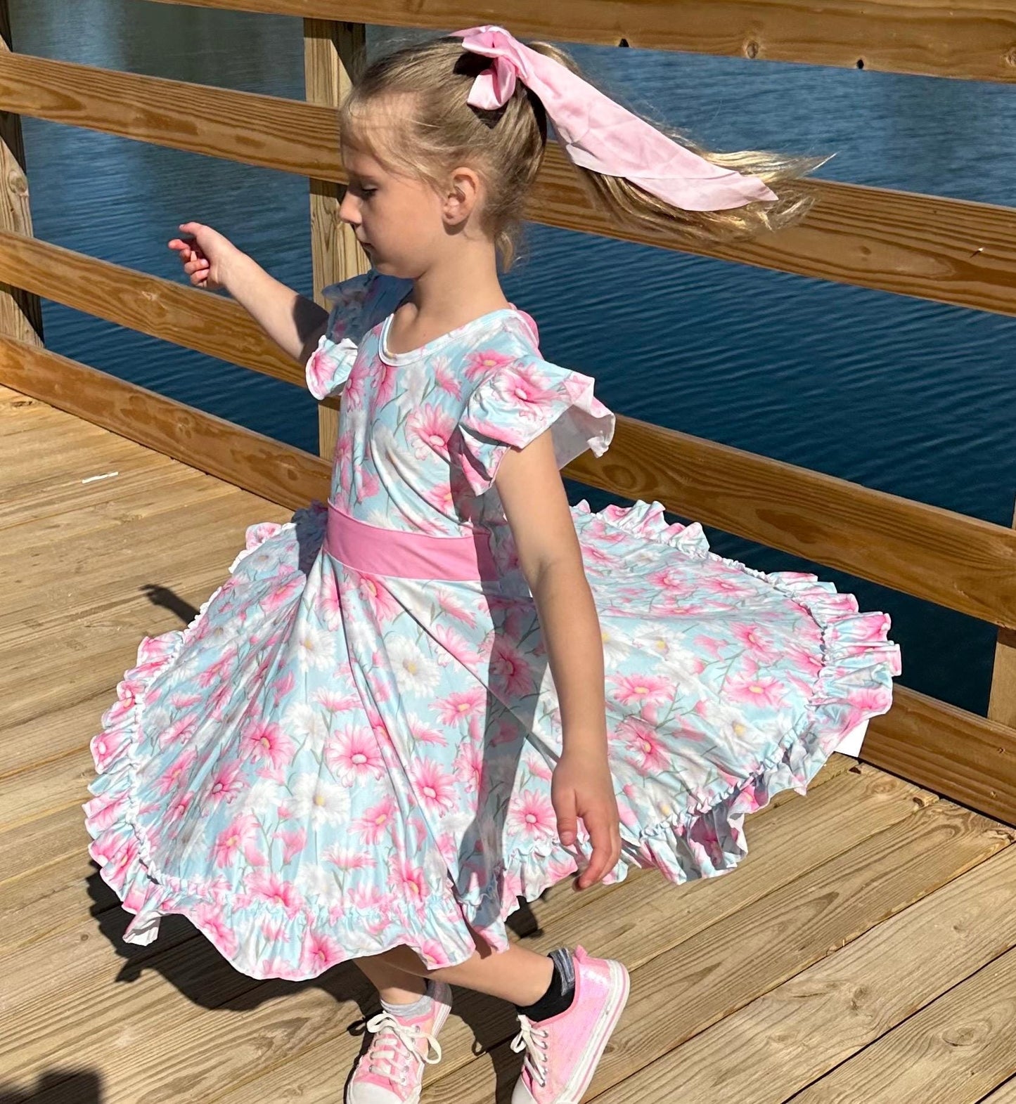 Gerber Daisy Bow Back Twirl Dress