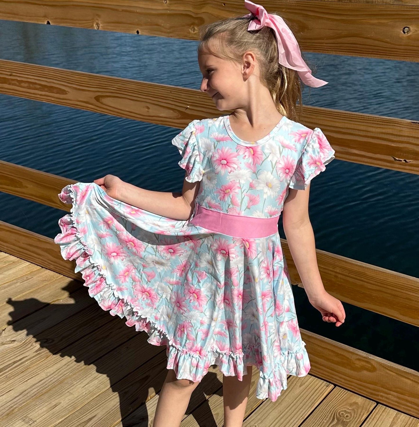 Gerber Daisy Bow Back Twirl Dress