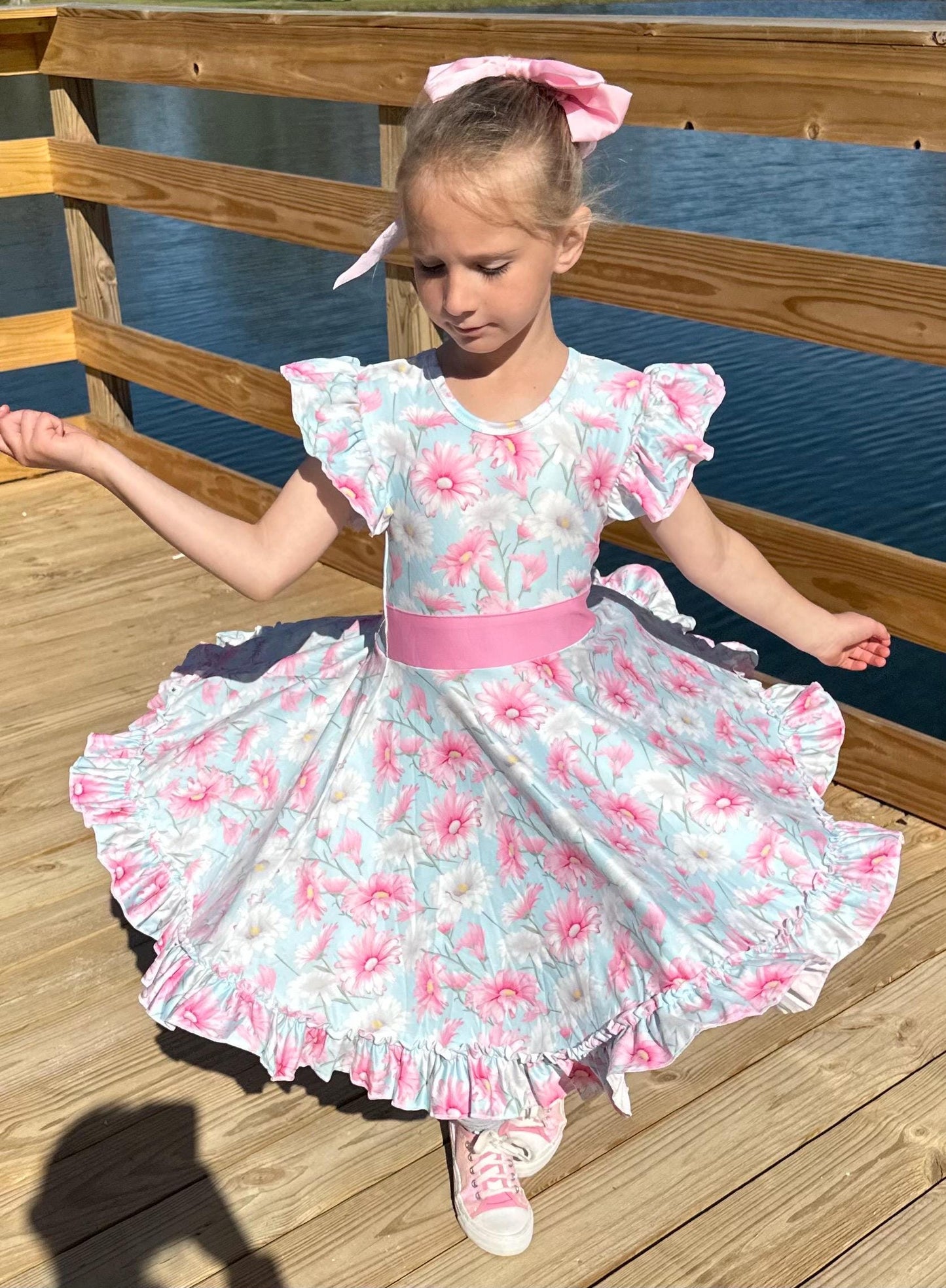 Gerber Daisy Bow Back Twirl Dress