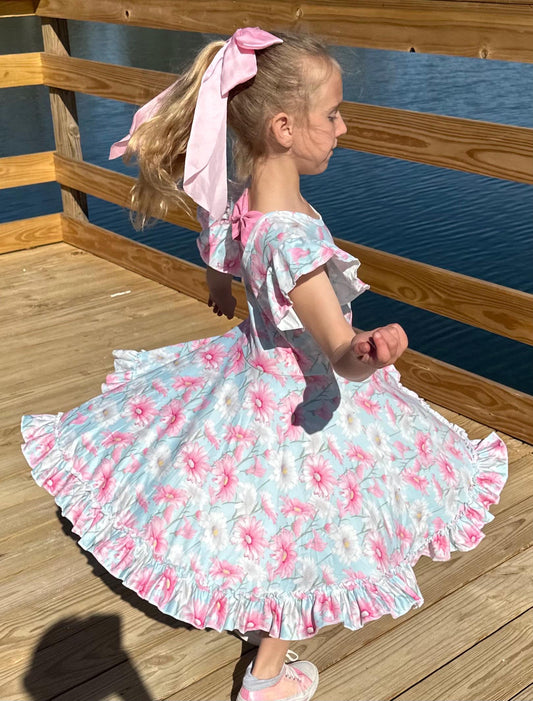 Gerber Daisy Bow Back Twirl Dress