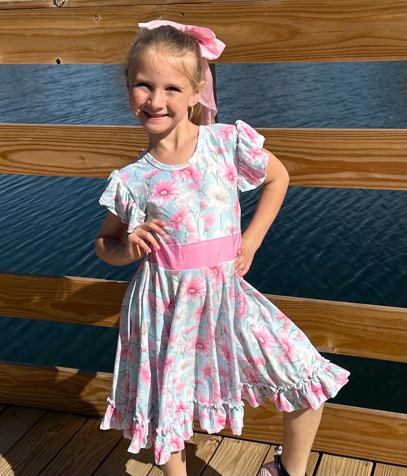 Gerber Daisy Bow Back Twirl Dress