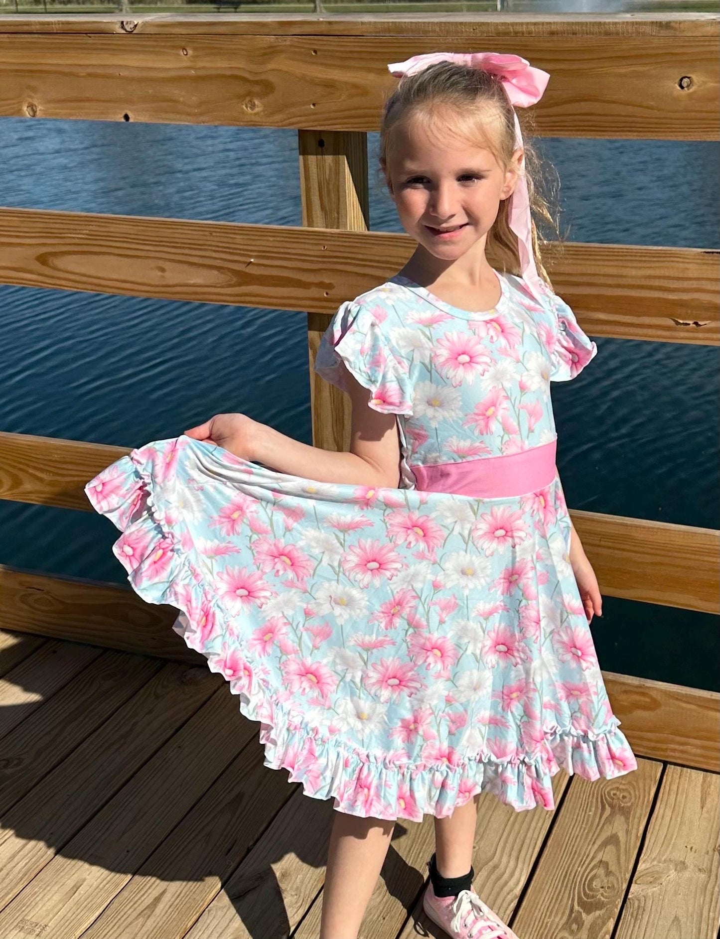Gerber Daisy Bow Back Twirl Dress