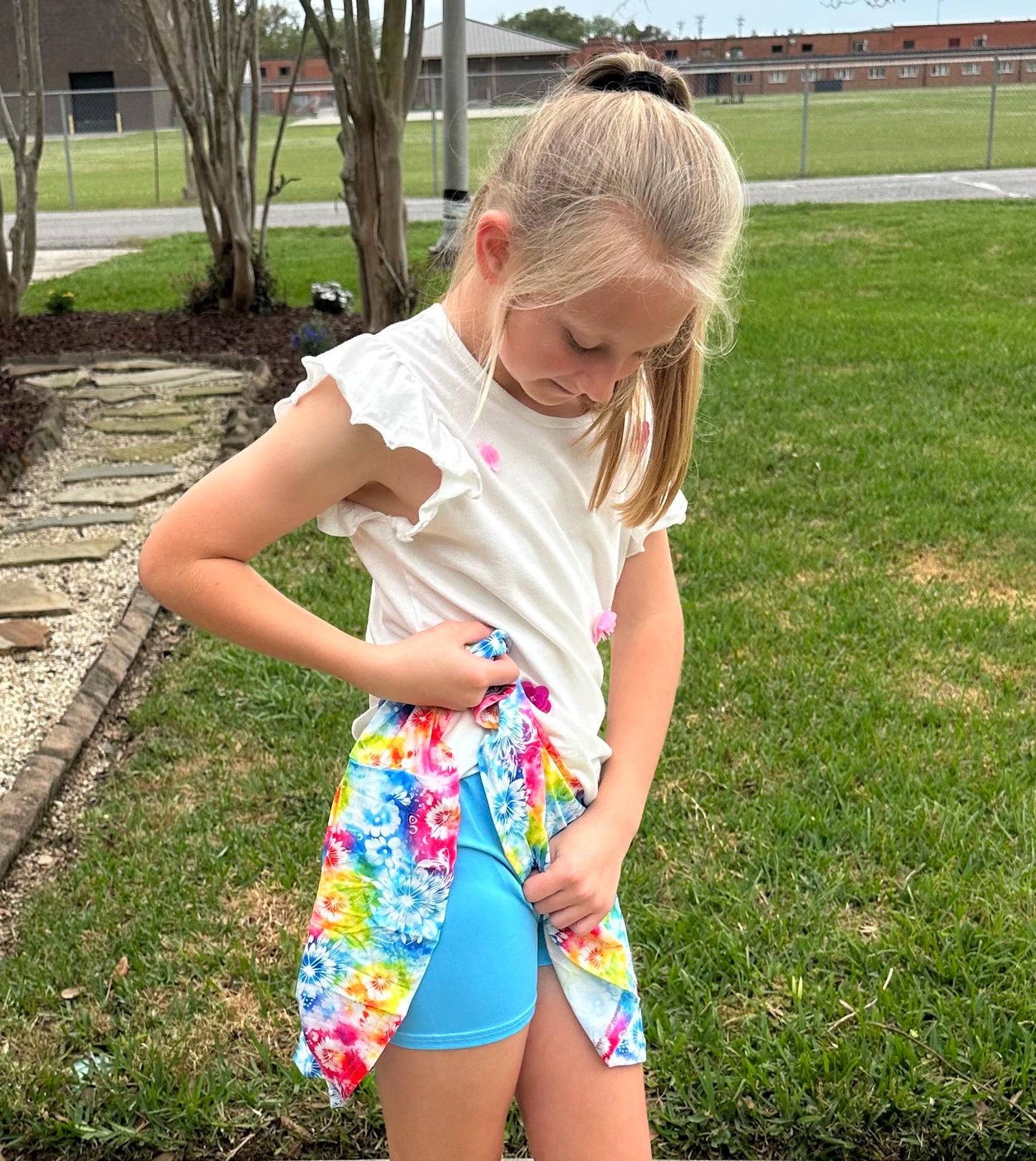 Rainbow Tie Dye Twirl Skort (attached shorts)