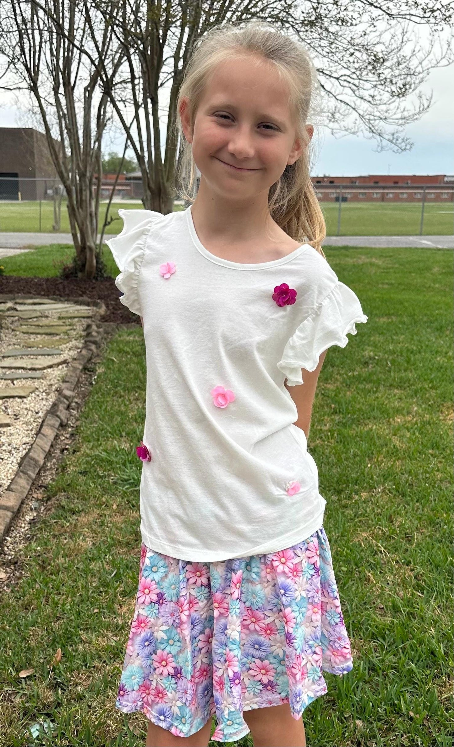 Pastel Flower Twirl Skort (attached shorts)