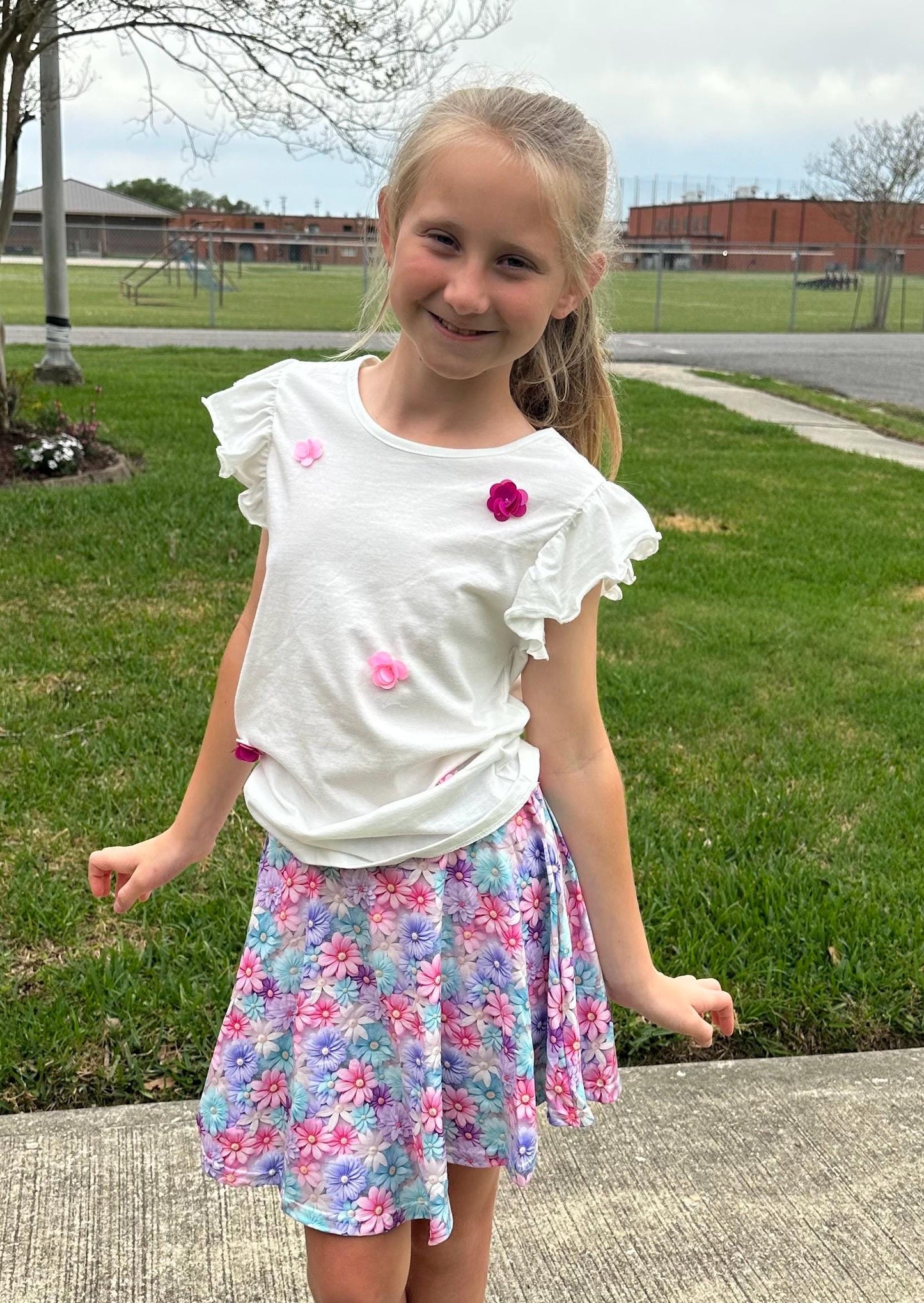 Pastel Flower Twirl Skort (attached shorts)