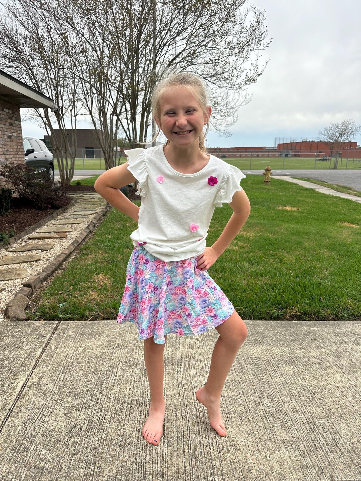 Pastel Flower Twirl Skort (attached shorts)