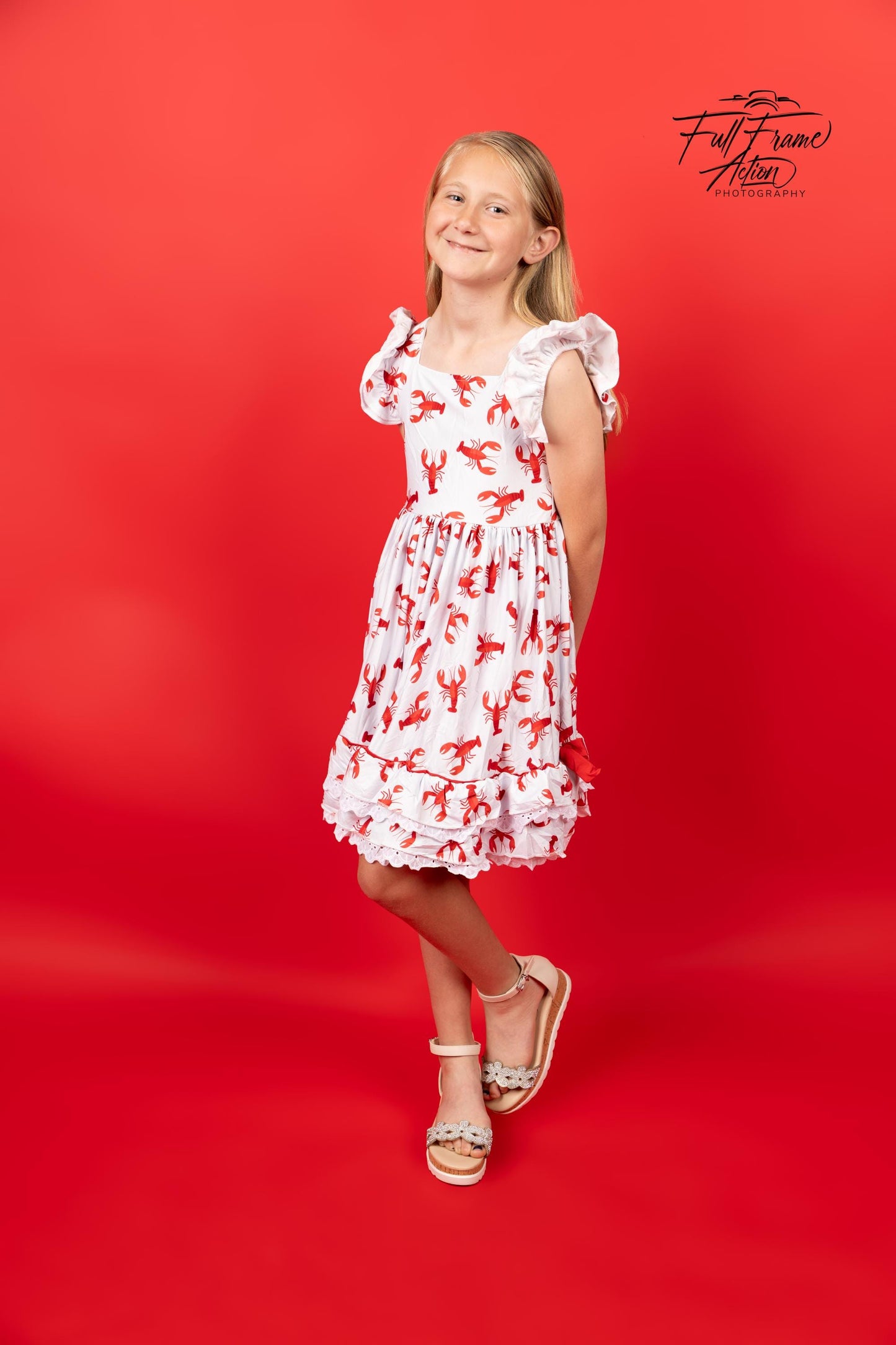 Crawfish Ruffle and Lace Twirl Dress