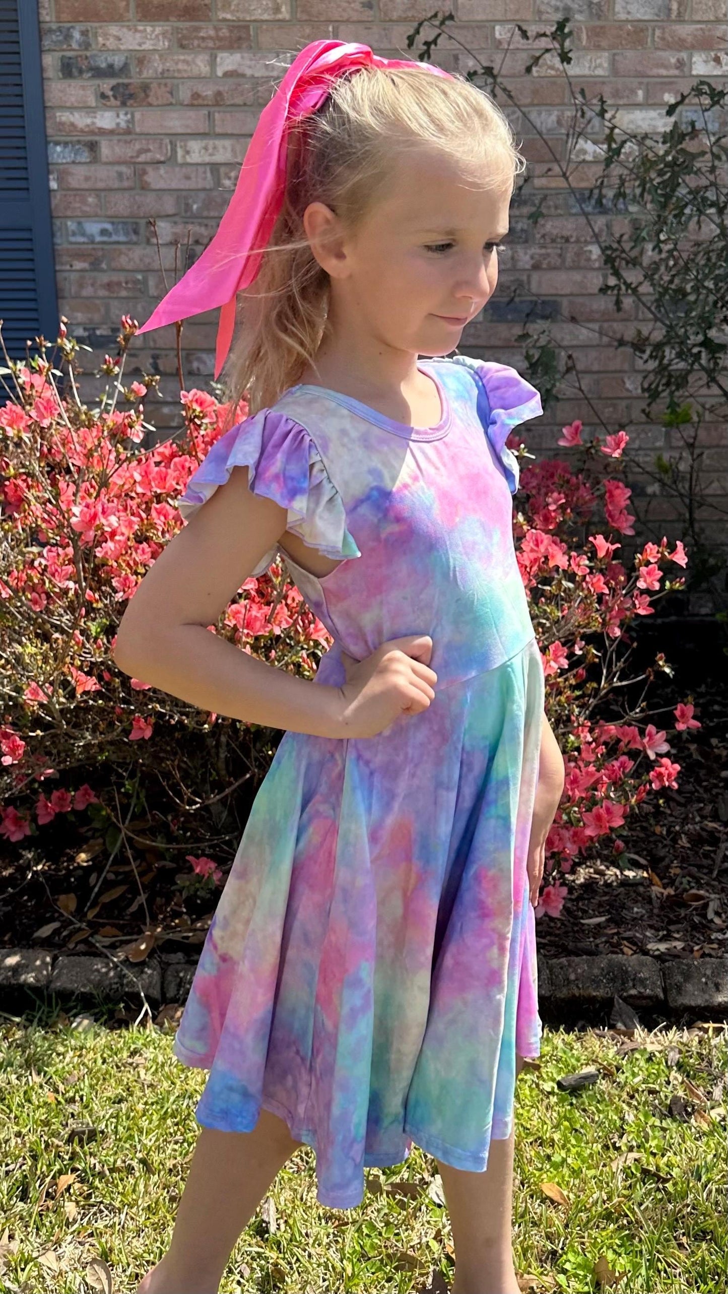 Pastel Rainbow Crossback Twirl Dress