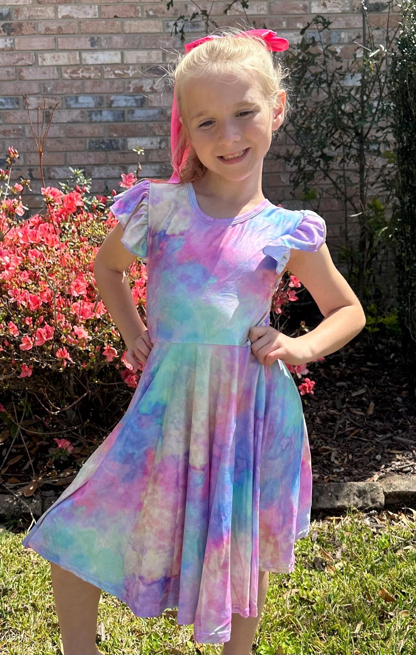 Pastel Rainbow Crossback Twirl Dress