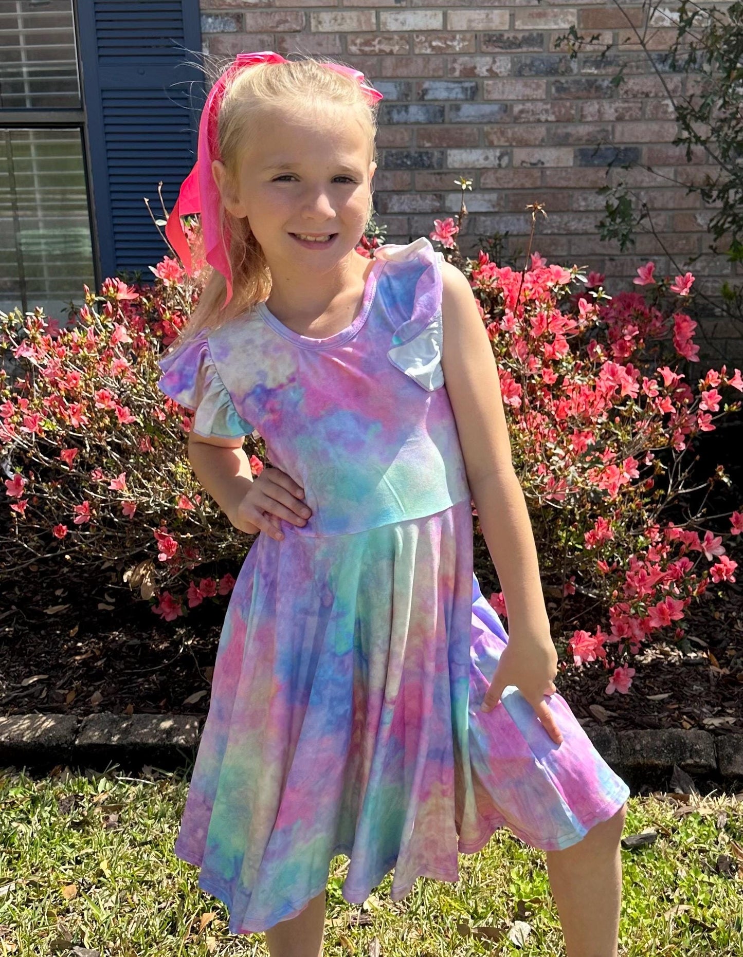 Pastel Rainbow Crossback Twirl Dress