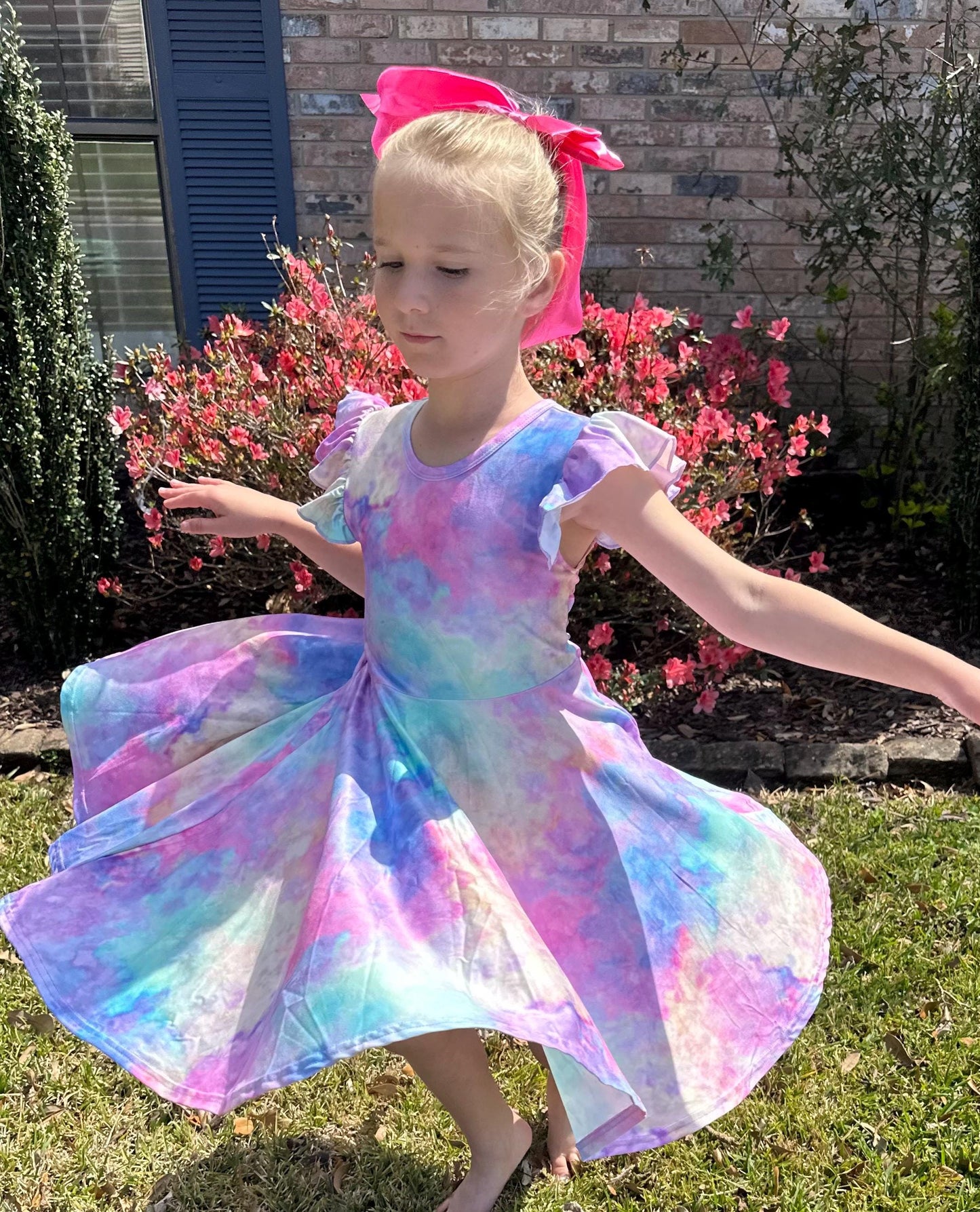 Pastel Rainbow Crossback Twirl Dress
