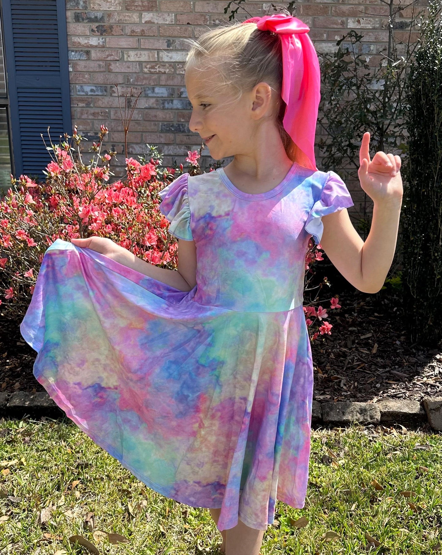 Pastel Rainbow Crossback Twirl Dress