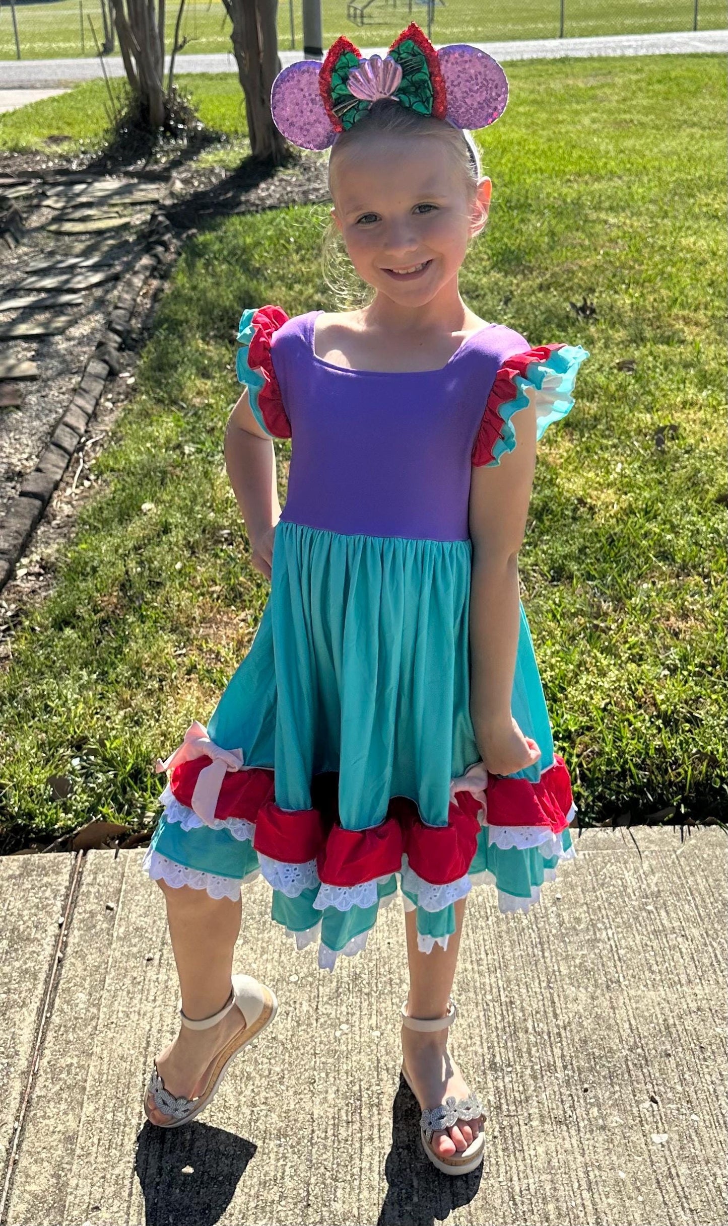 Mermaid Princess Ruffle and Lace Dress