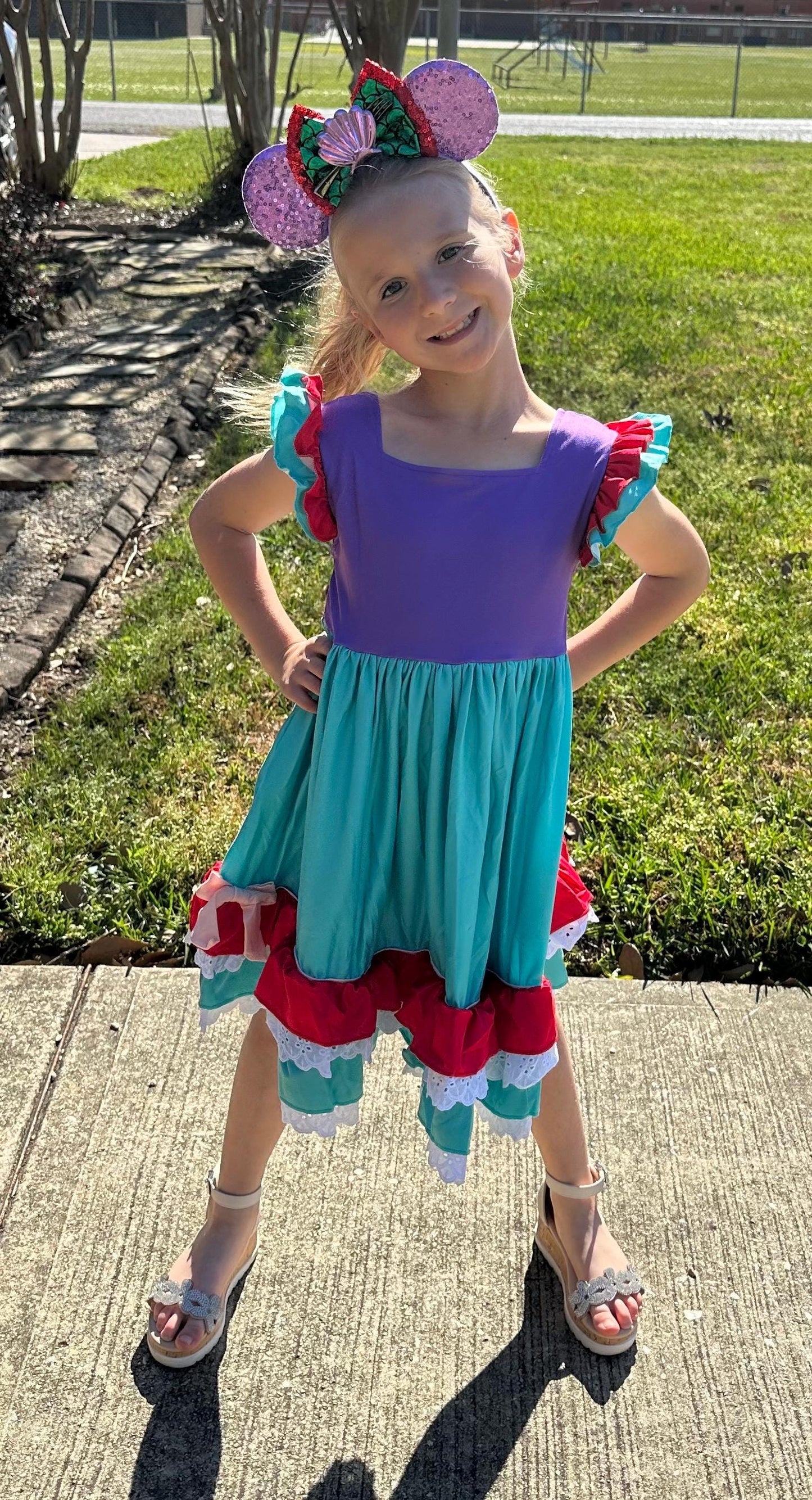 Mermaid Princess Ruffle and Lace Dress