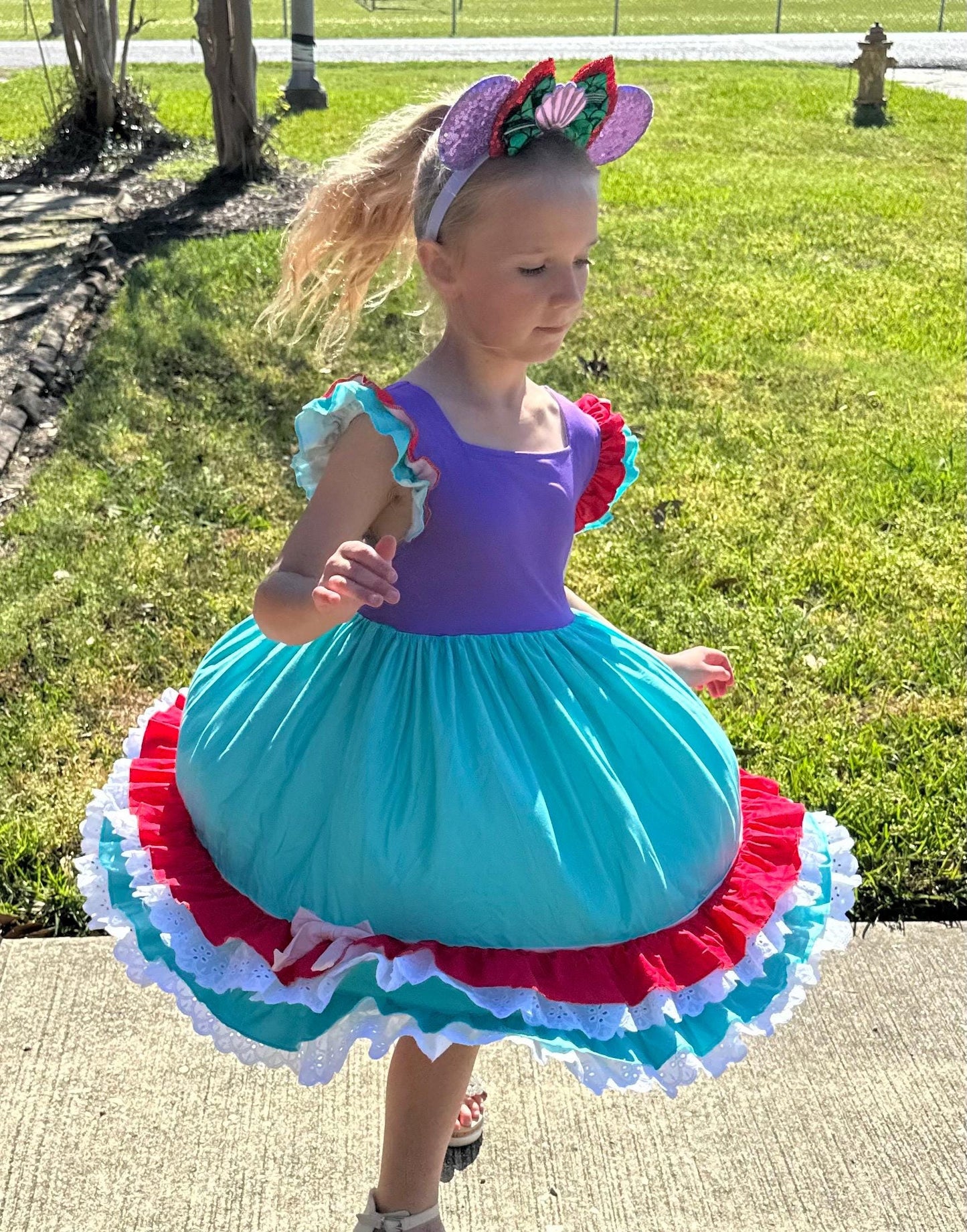 Mermaid Princess Ruffle and Lace Dress