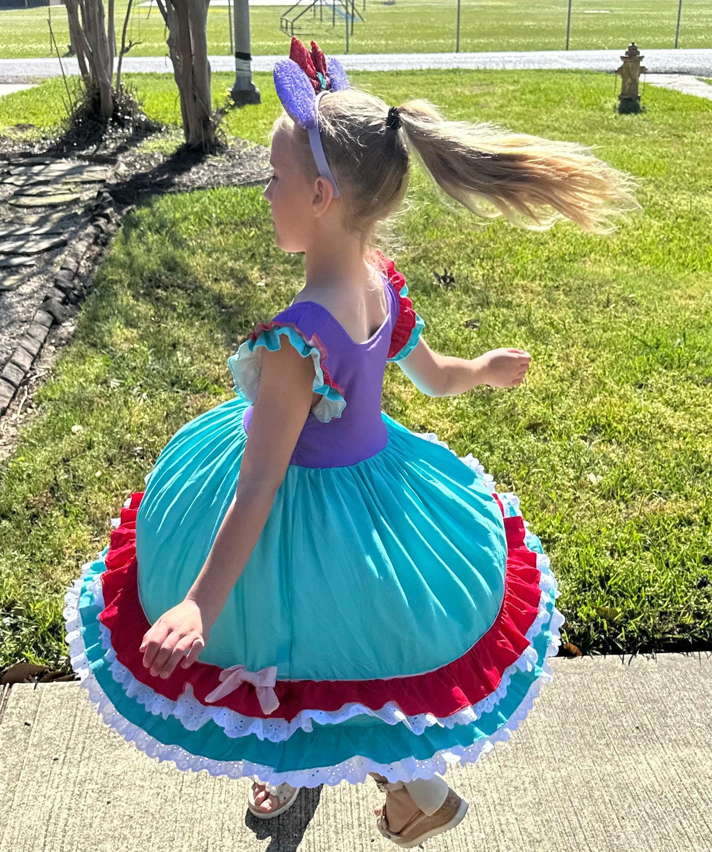 Mermaid Princess Ruffle and Lace Dress