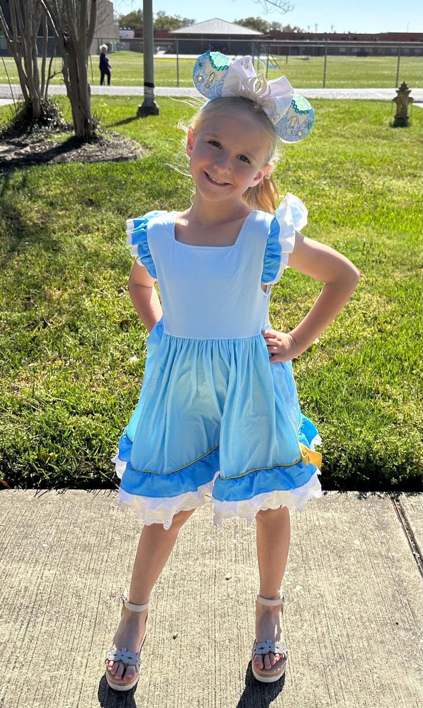 Glass Slipper Princess Inspired Ruffle and Lace Twirl Dress