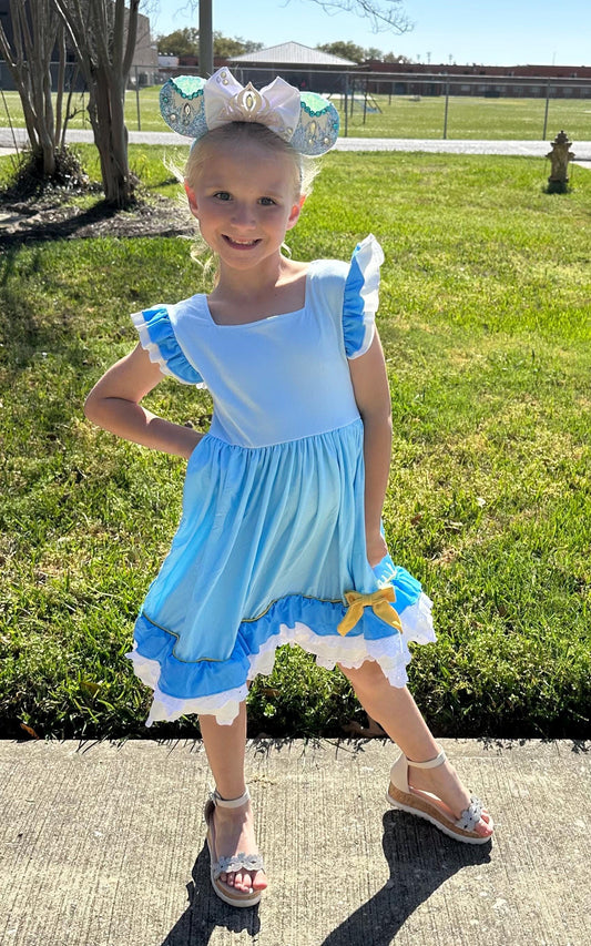 Glass Slipper Princess Inspired Ruffle and Lace Twirl Dress
