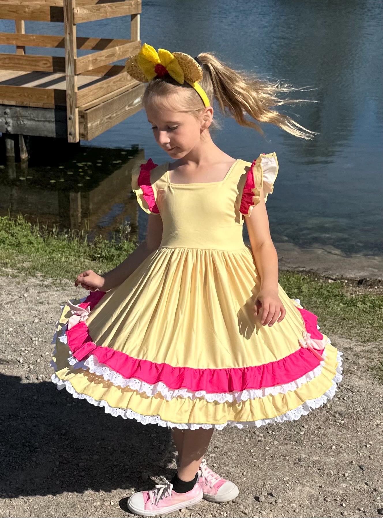 Princess Beauty Ruffle and Lace Twirl Dress
