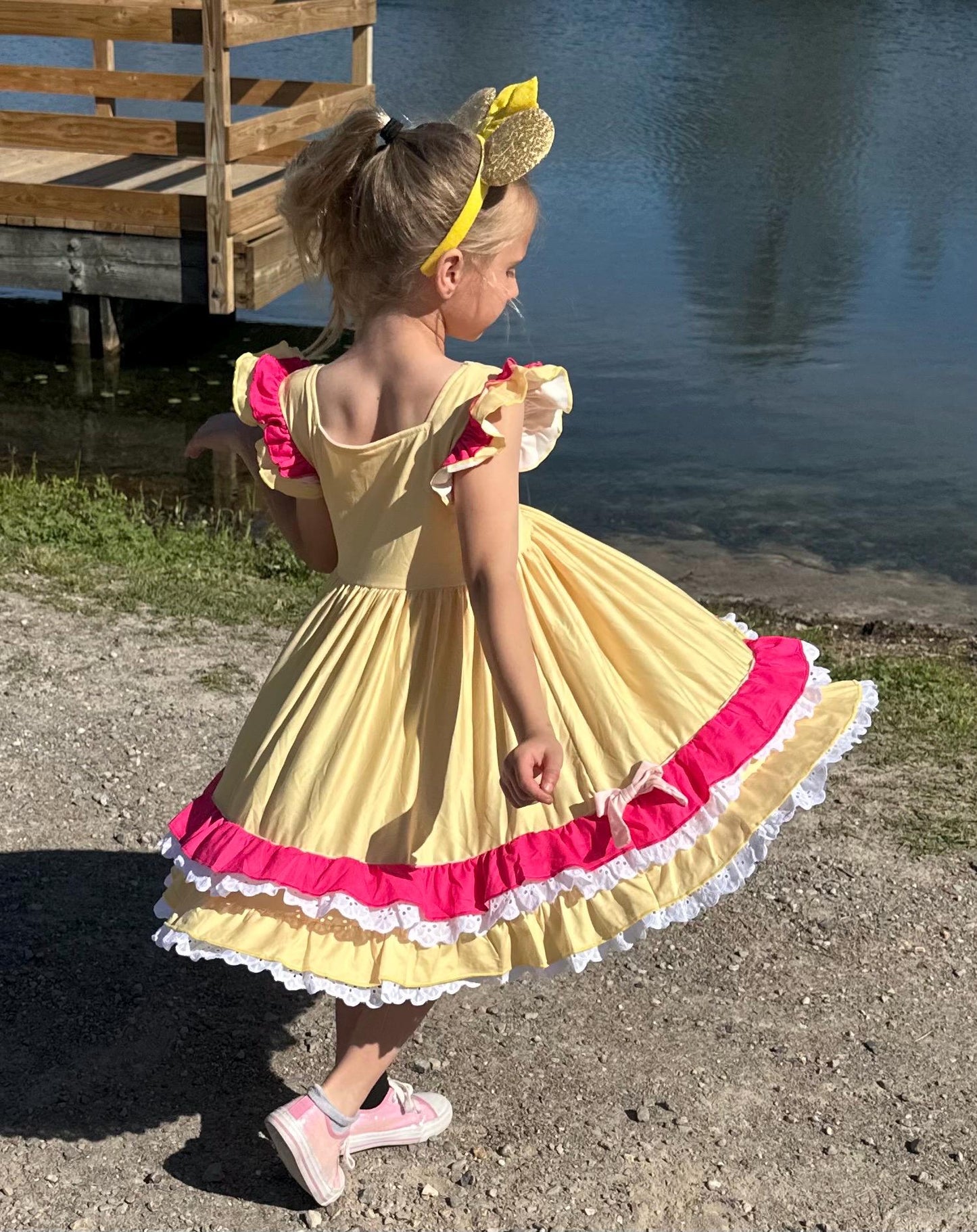 Princess Beauty Ruffle and Lace Twirl Dress
