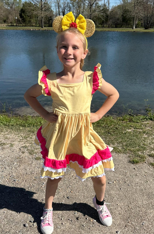 Princess Beauty Ruffle and Lace Twirl Dress