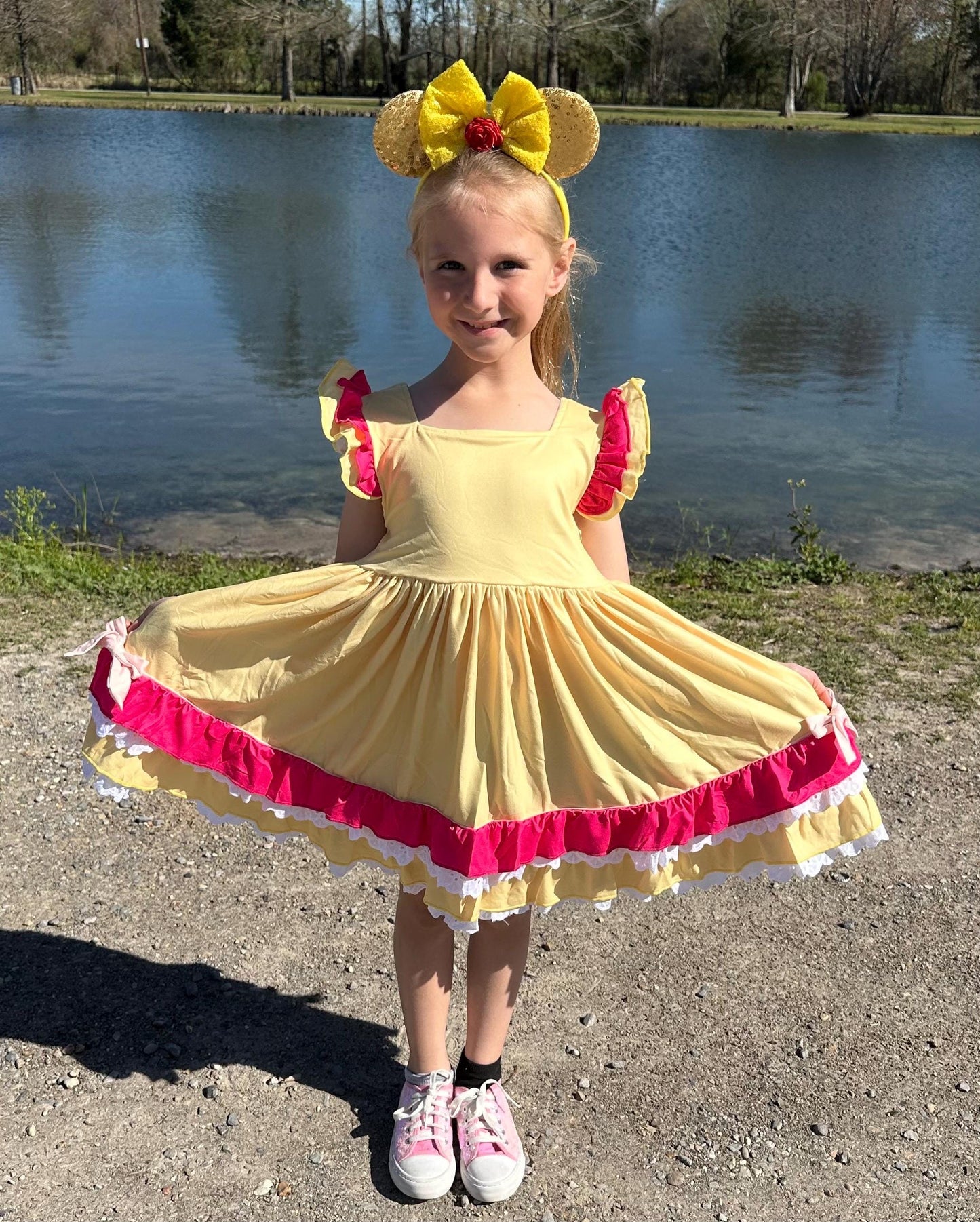 Princess Beauty Ruffle and Lace Twirl Dress