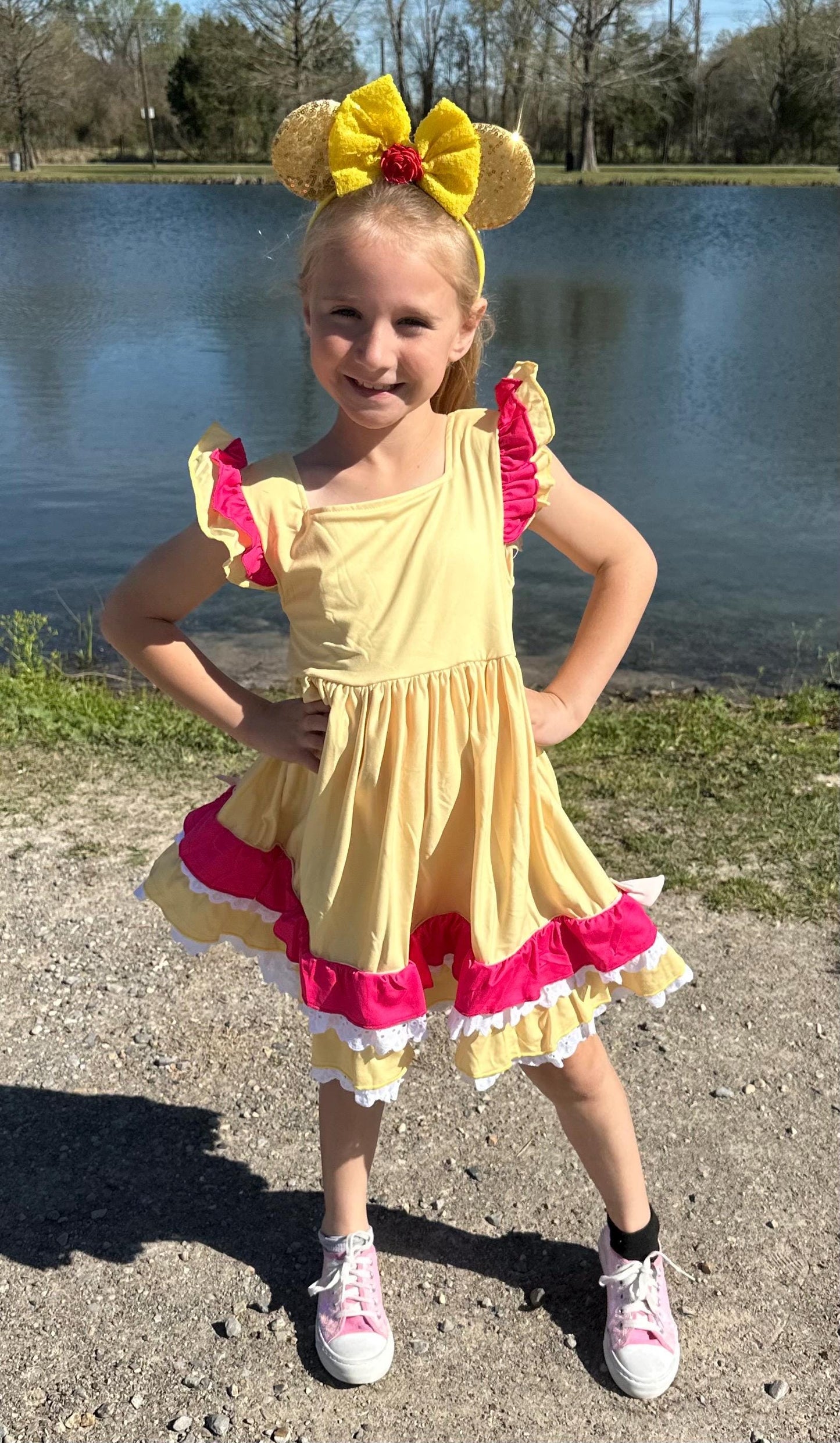 Princess Beauty Ruffle and Lace Twirl Dress