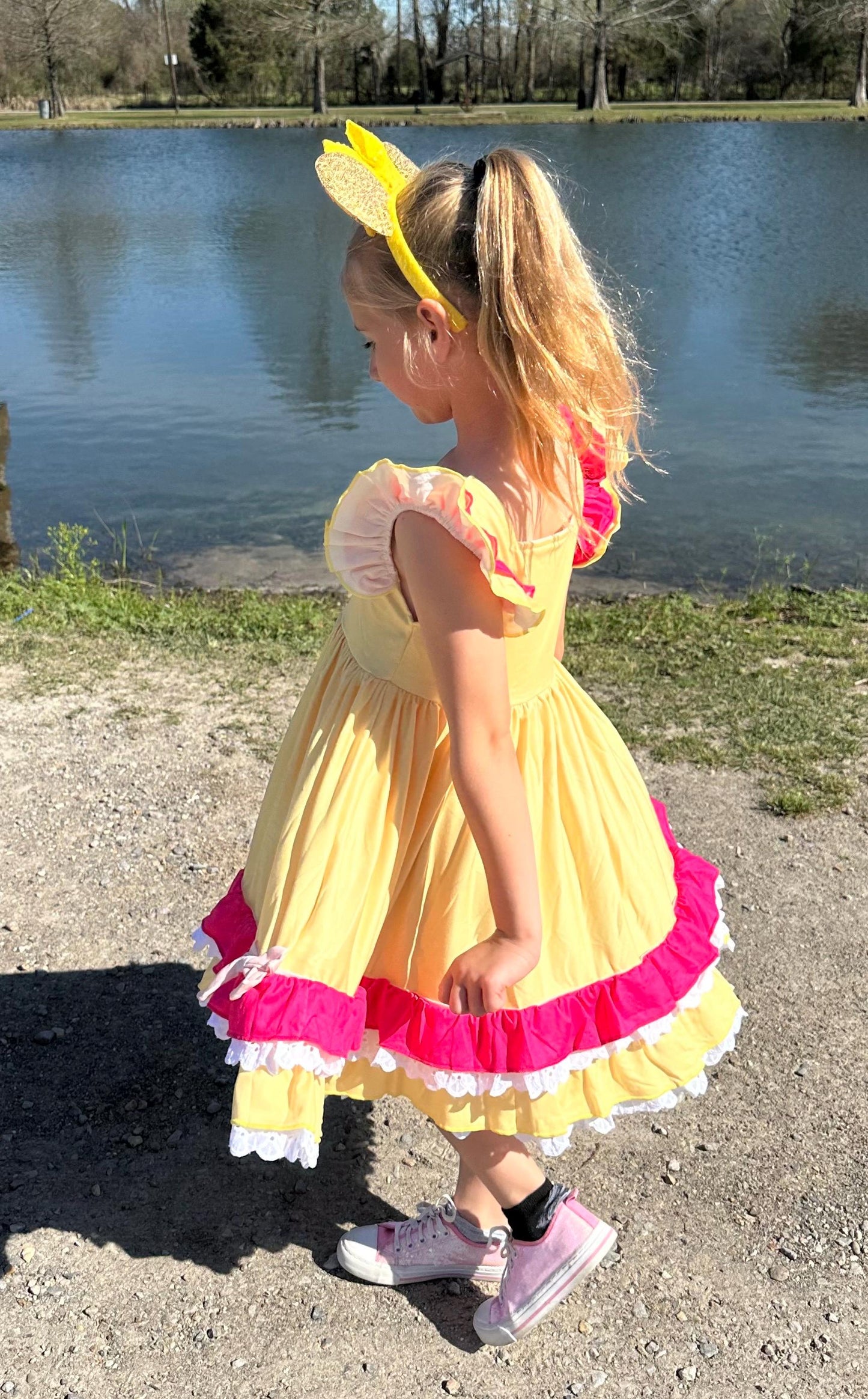 Princess Beauty Ruffle and Lace Twirl Dress